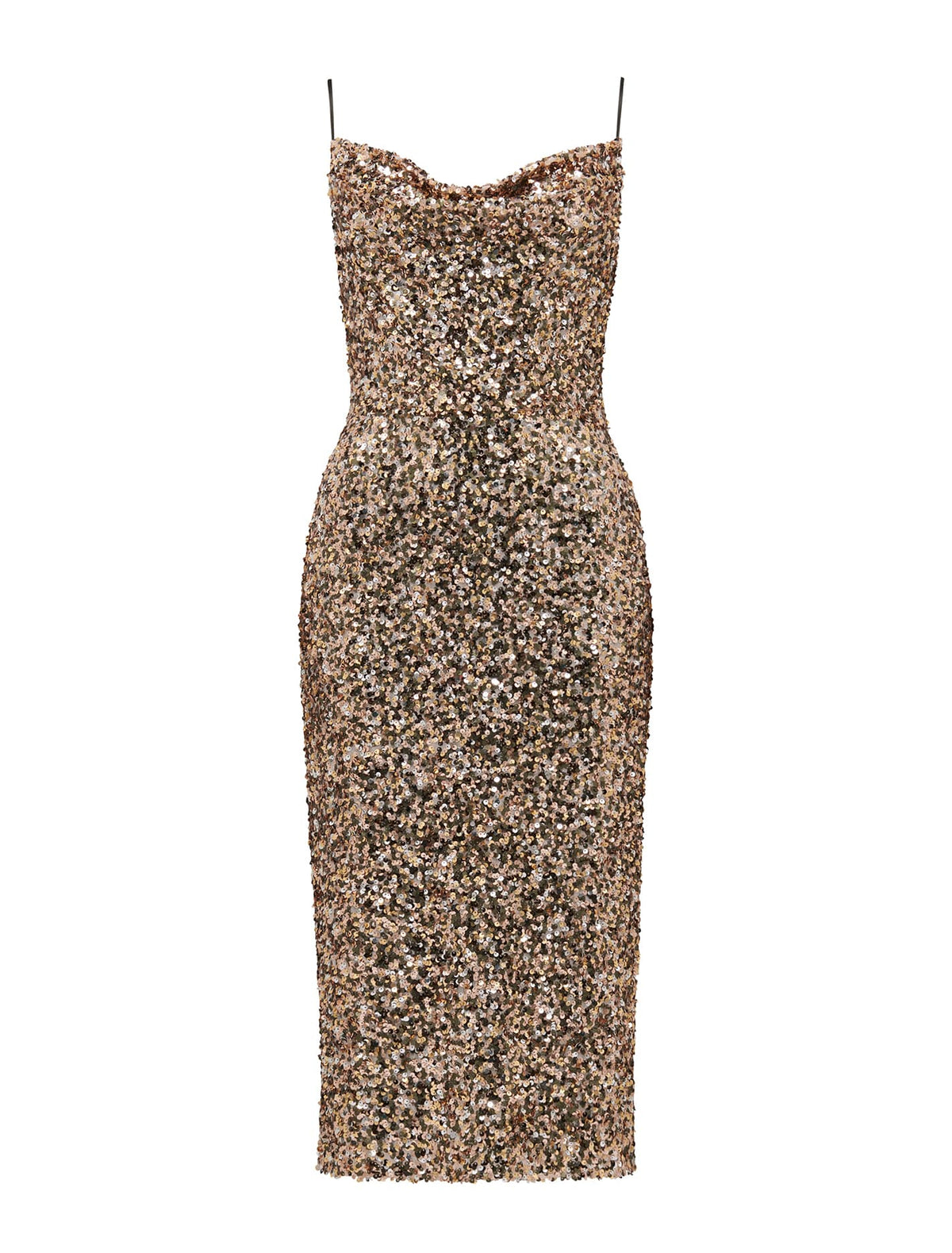 Danica Sequin Cowl Midi Dress Multi Sequin_mannequin
