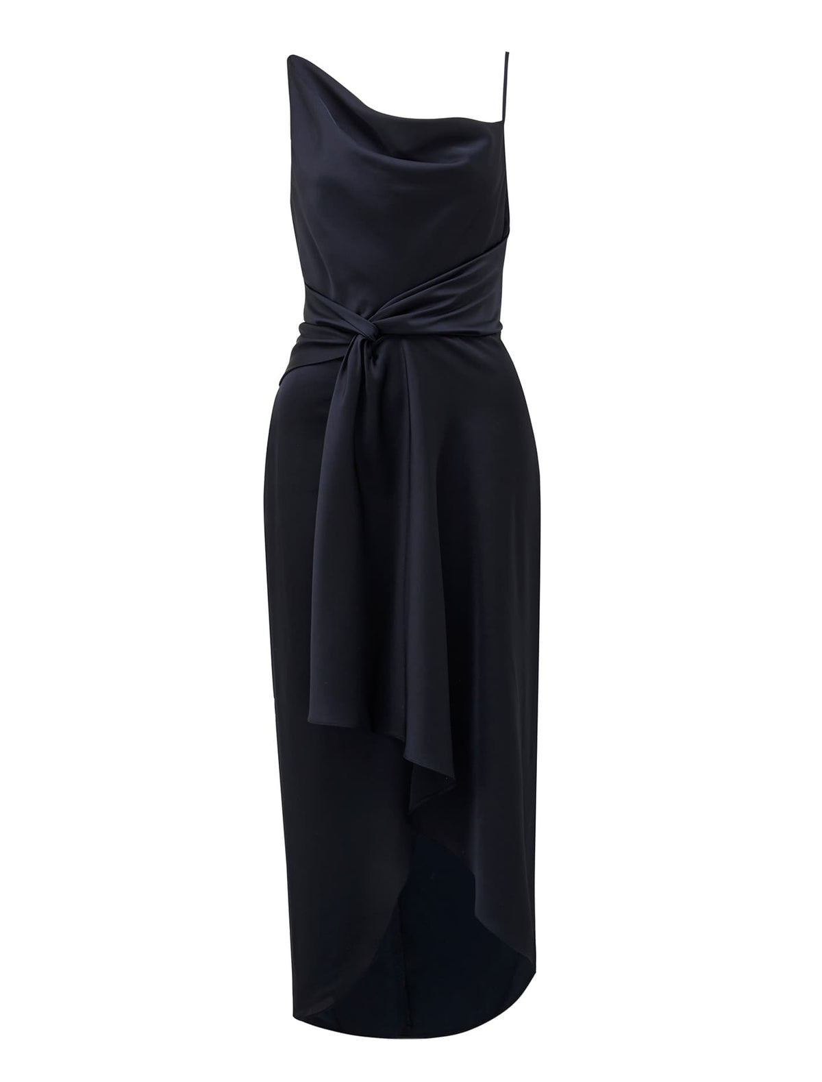 Savannah Cowl Satin Midi Navy_mannequin