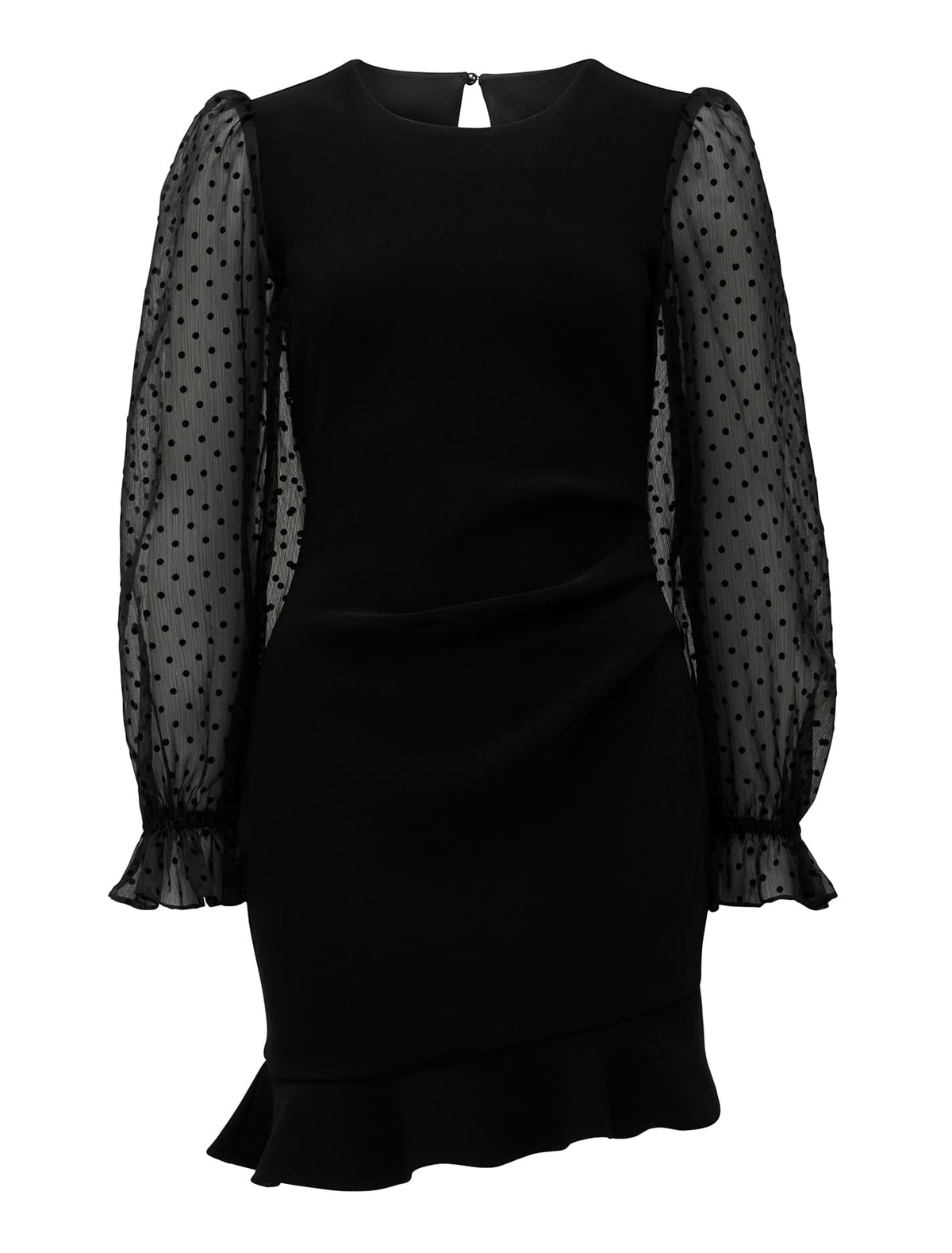 Estell Spot Sleeve Mini Dress Black_mannequin