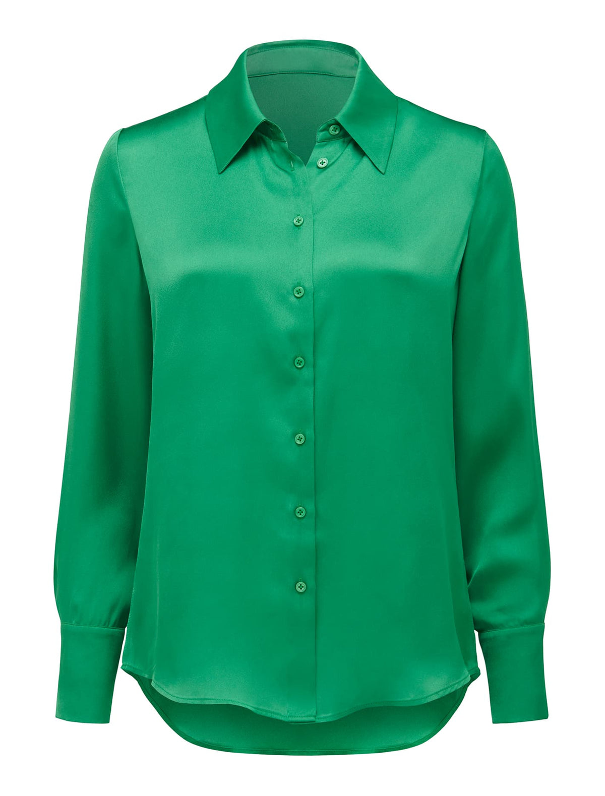 Eva Long Line Satin Shirt Shamrock_mannequin