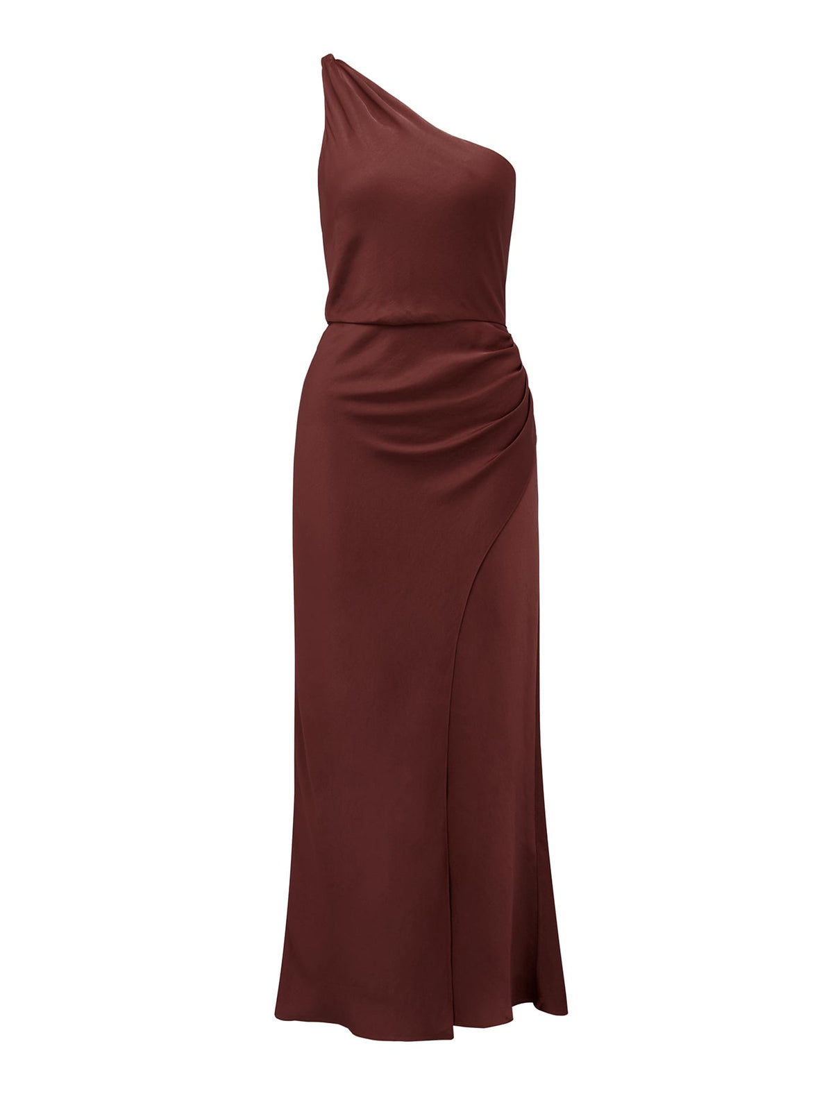 Shawna One Shoulder Satin Midi Dress Conker_mannequin