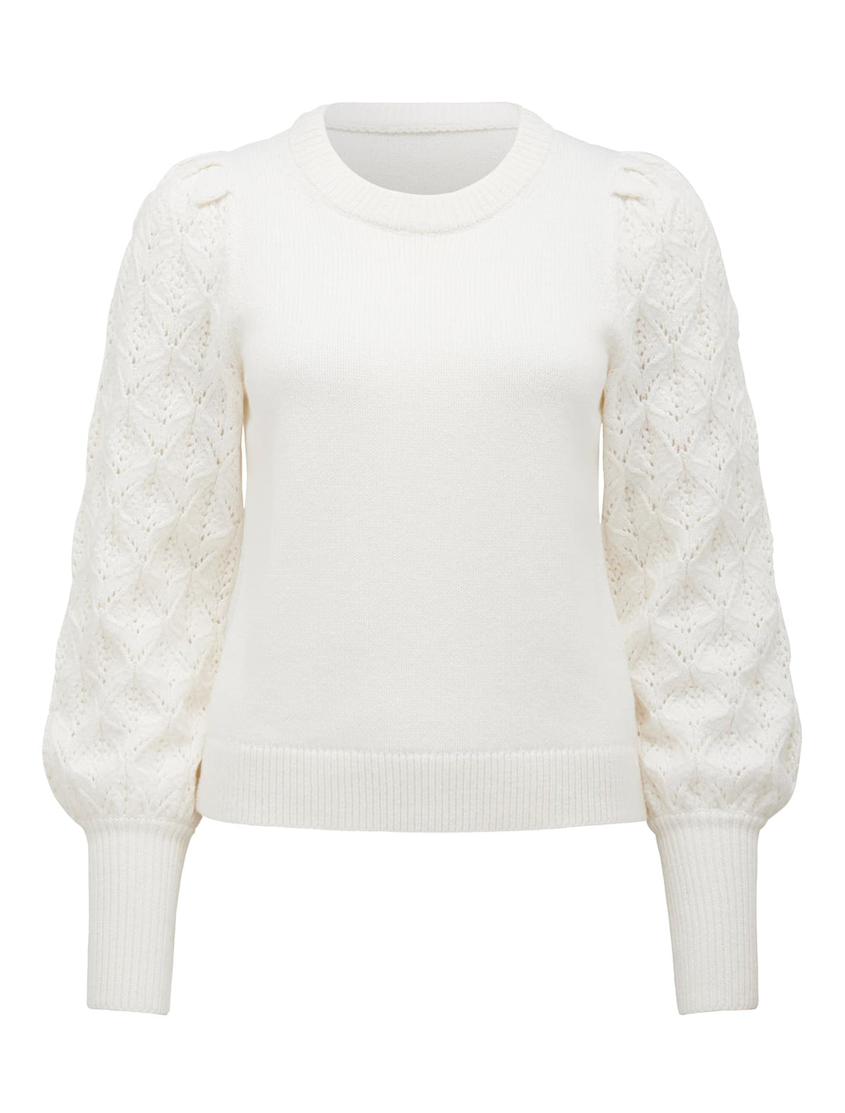 Isla Pointelle Sleeve Knit Jumper Porcelain_mannequin