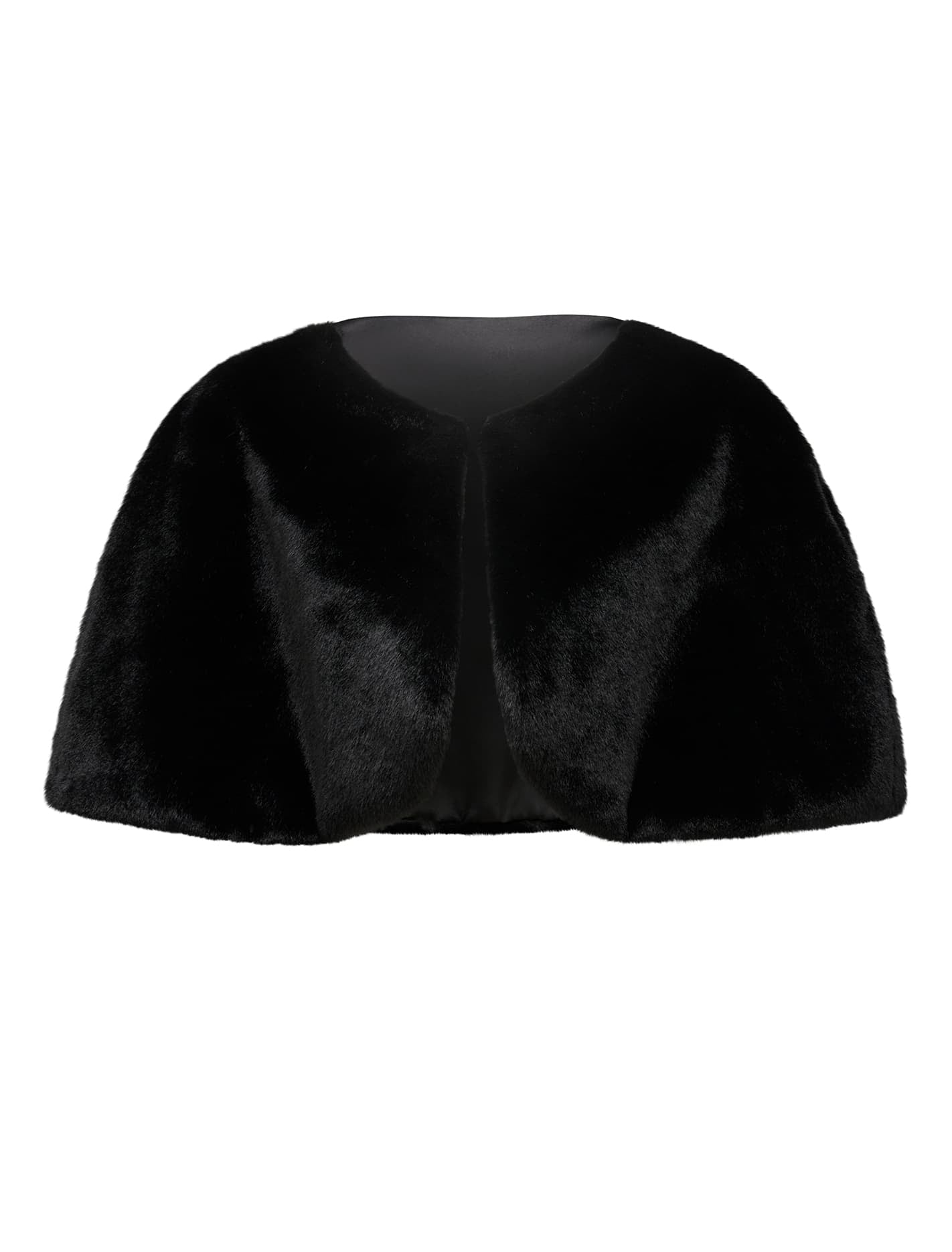 Clarissa Faux Fur Capelet Black_mannequin