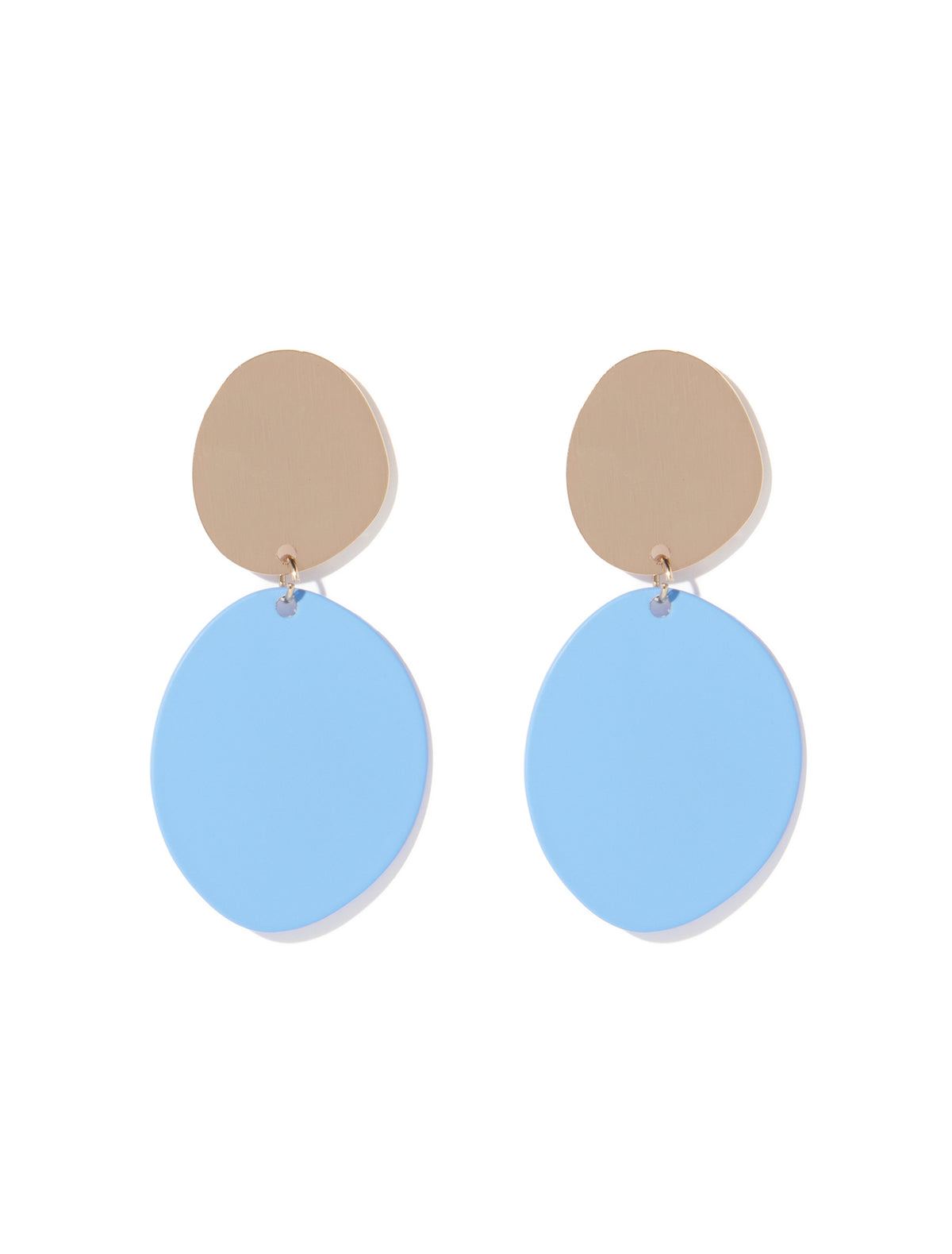 Olympia Coated Organic Disc Drop Earring Gold/Light Sapphire_mannequin