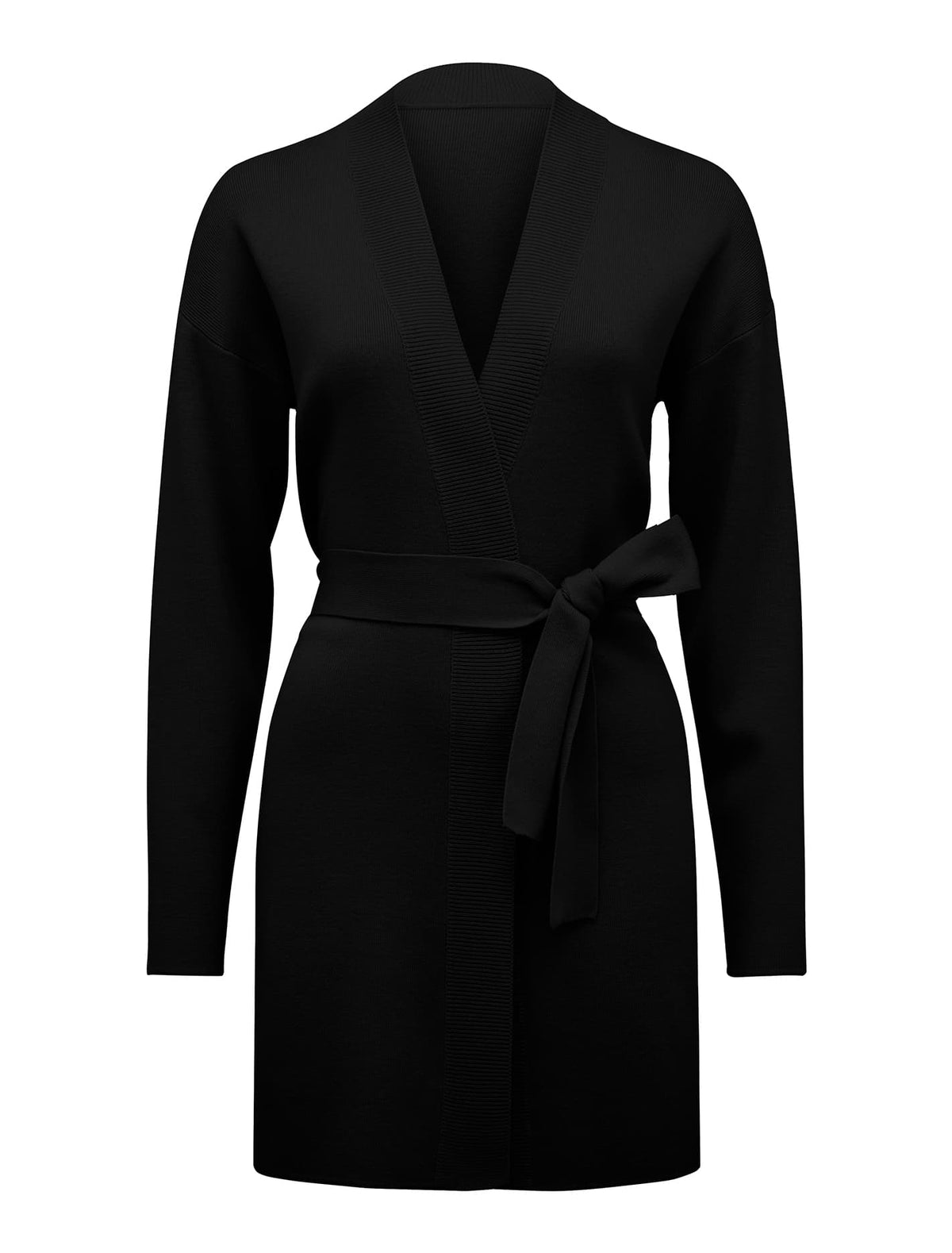 Georgie Belted Knit Cardigan Black_mannequin
