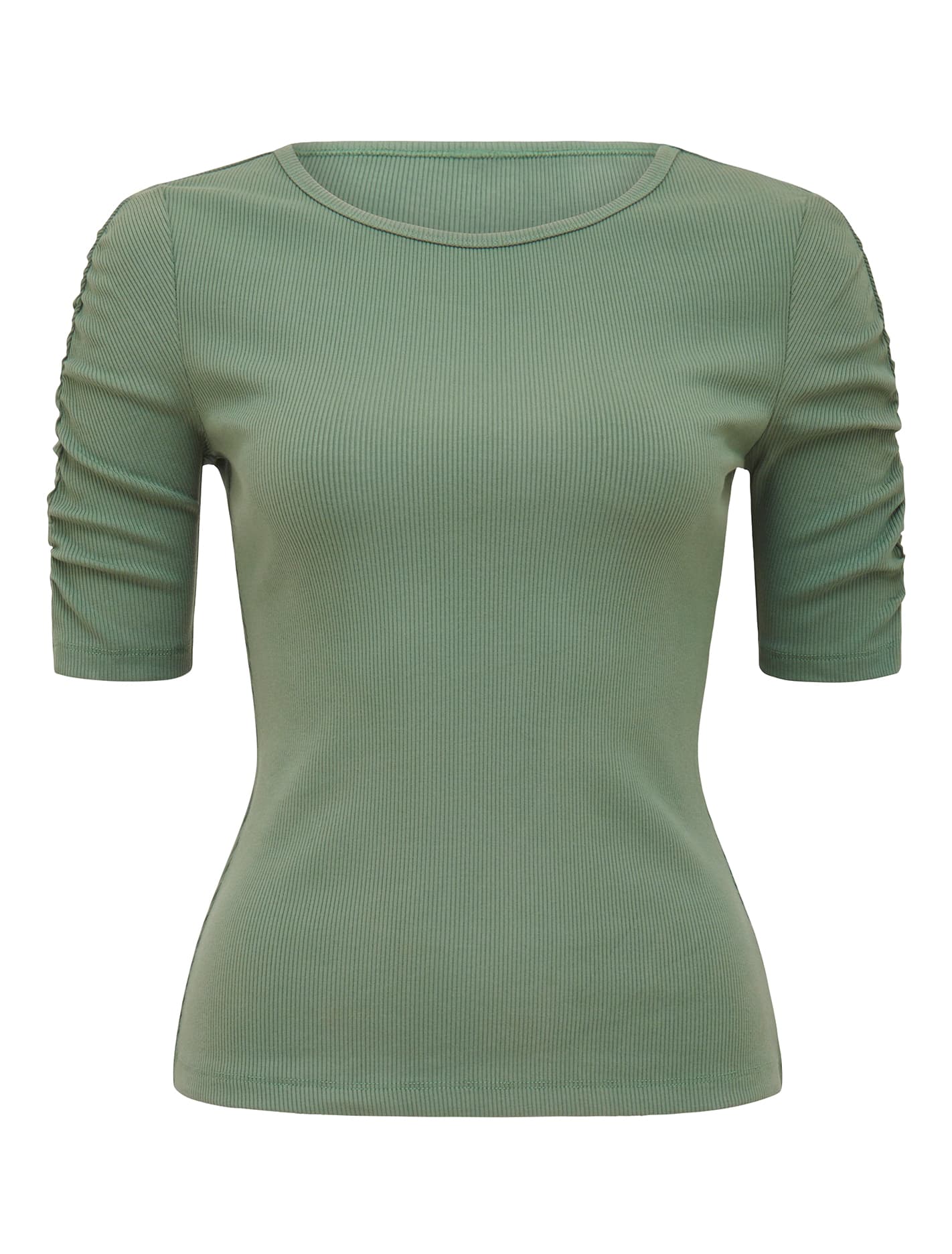 Tobi Ruched Half Sleeve Top Faded Spruce_mannequin