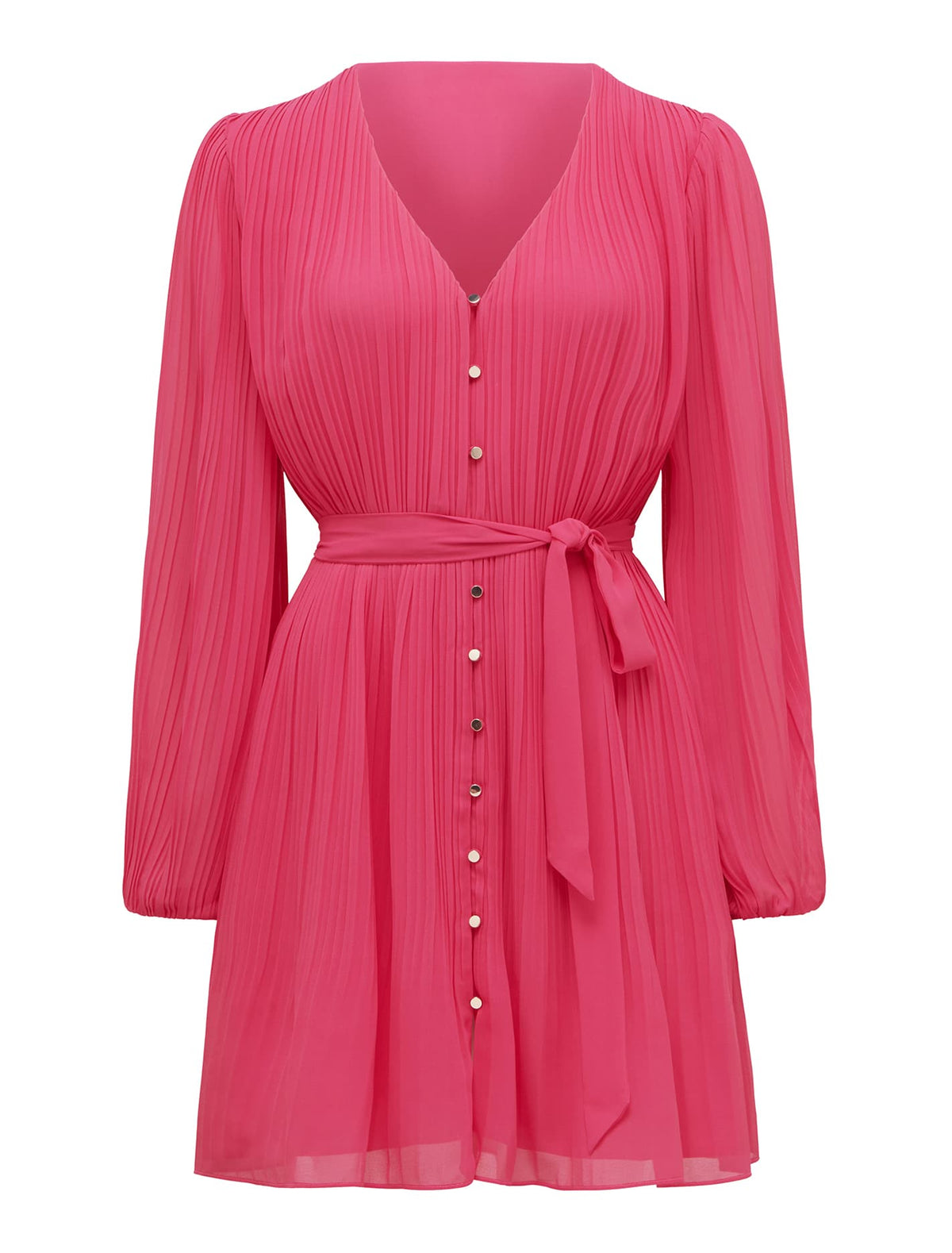 Dion Pleat Detail Mini Dress Fuchsia Pink_mannequin