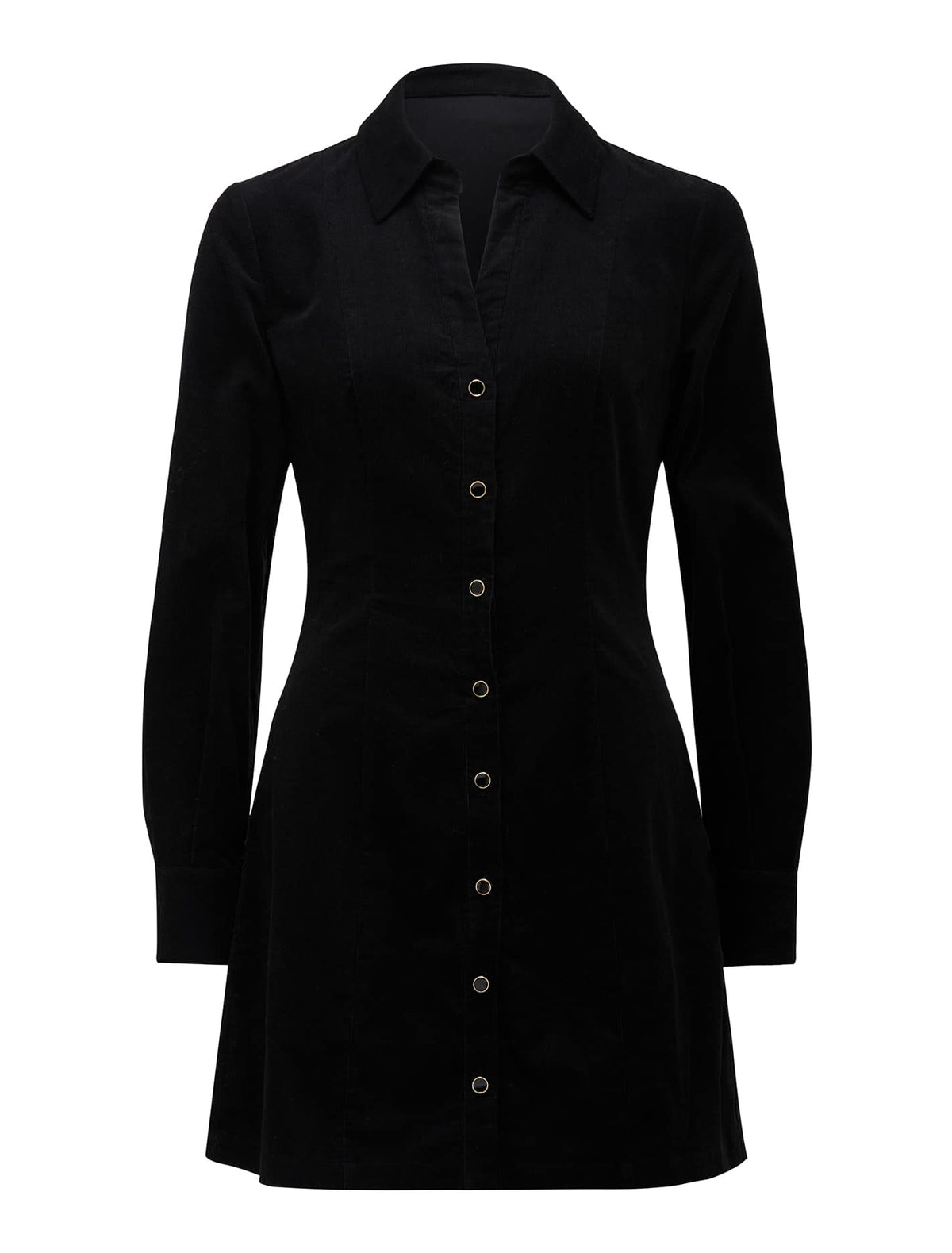 Watson Corduroy Shirt Mini Dress Black_mannequin