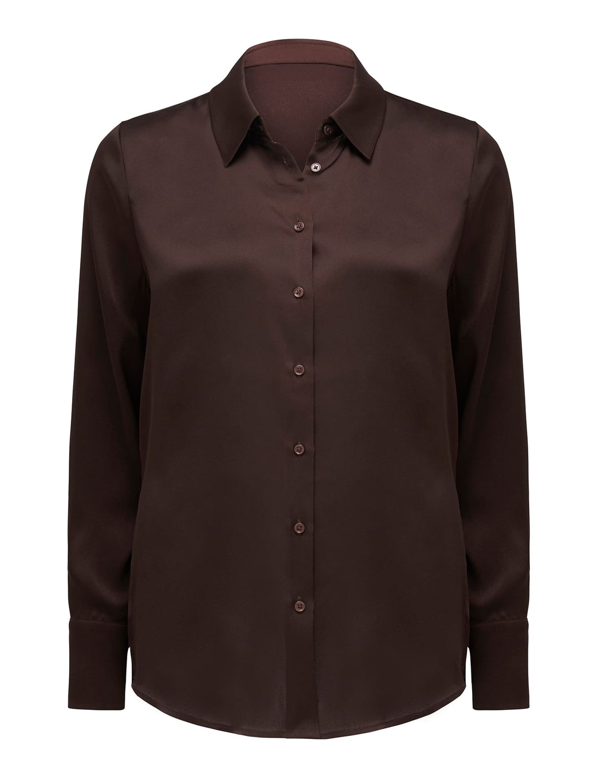 Lila Longline Satin Shirt Chocolate_mannequin