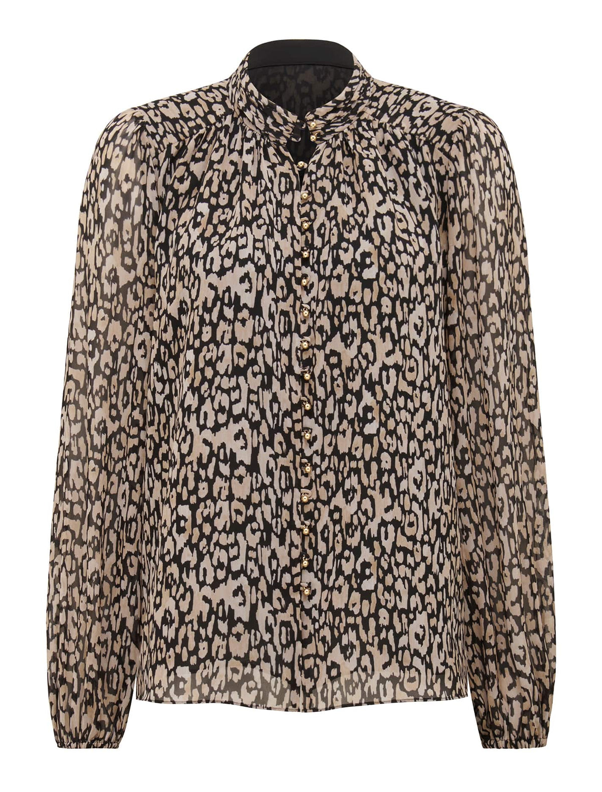 Gwen Button Detail Blouse Painterly Animal_mannequin