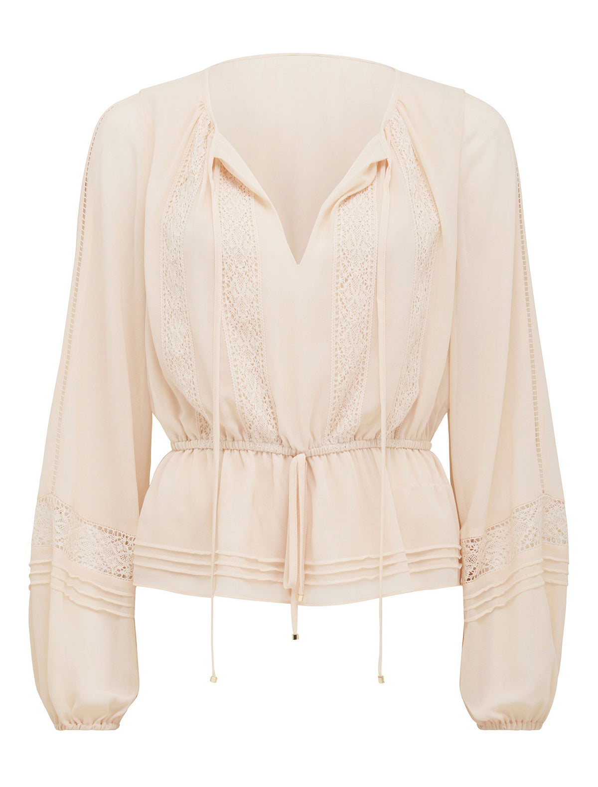 Colleen Waisted Trim Blouse Nude_mannequin
