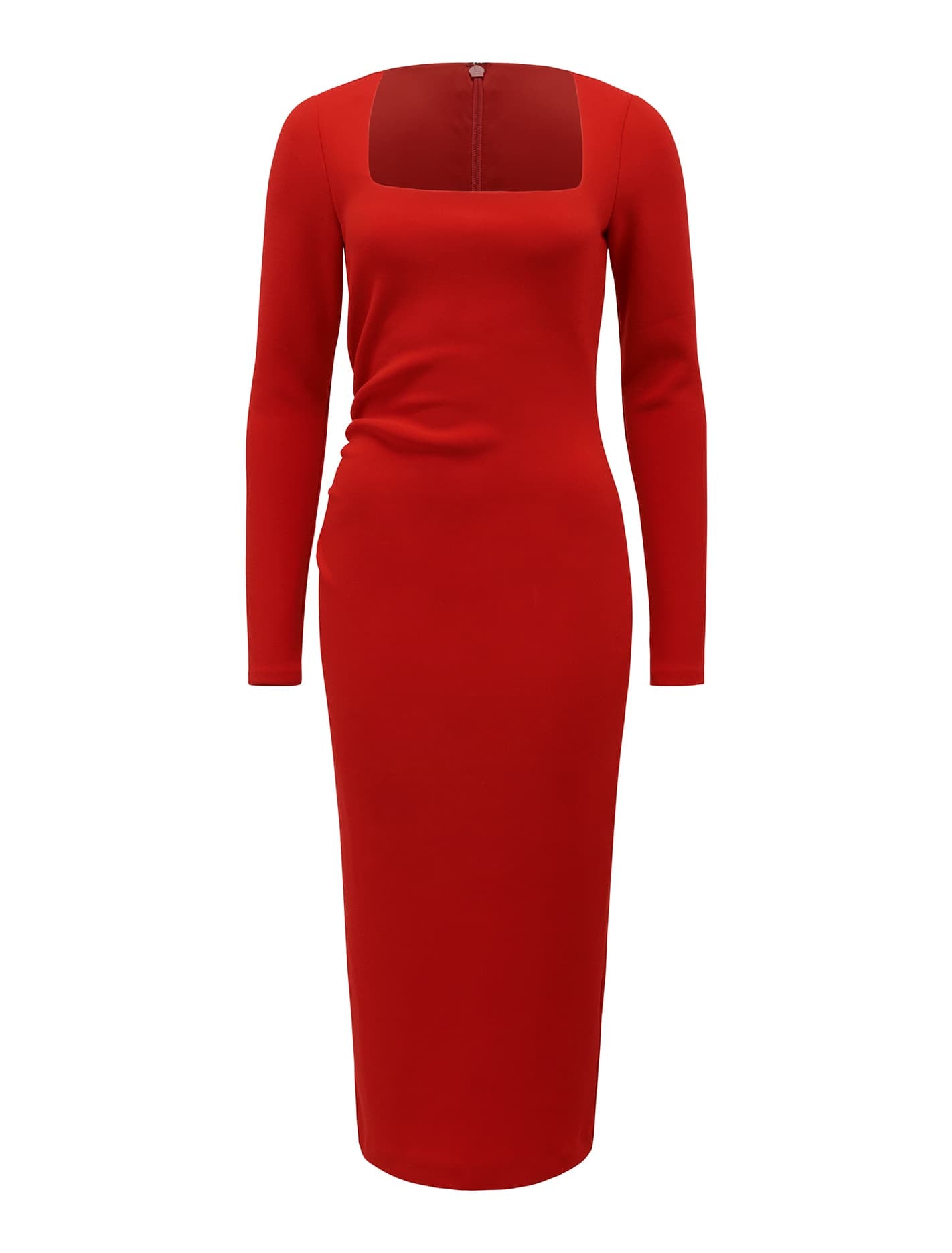 Clio Long Sleeve Midi Dress Rose Red_mannequin