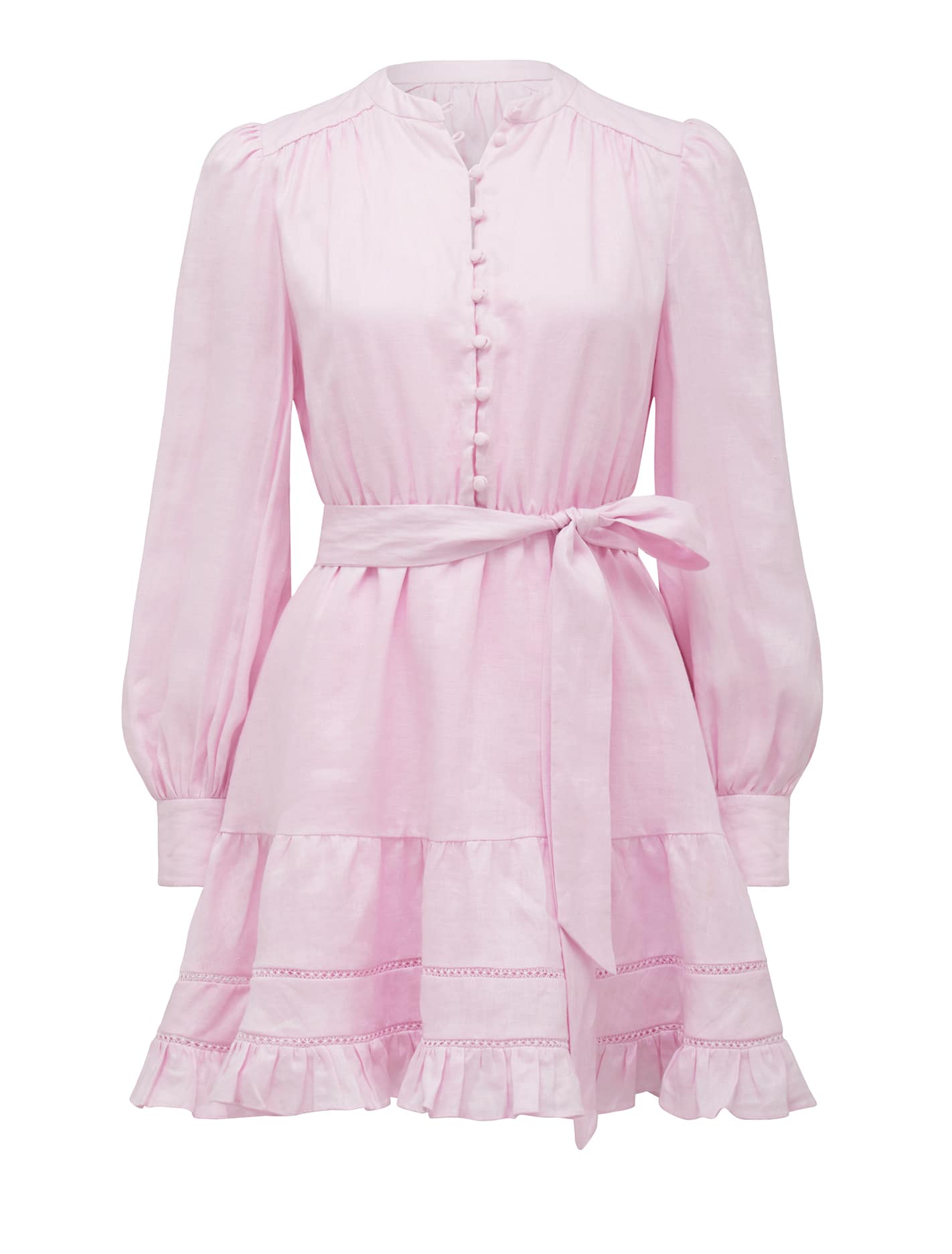 Amelia Button Up Linen Skater Mini Petal_mannequin