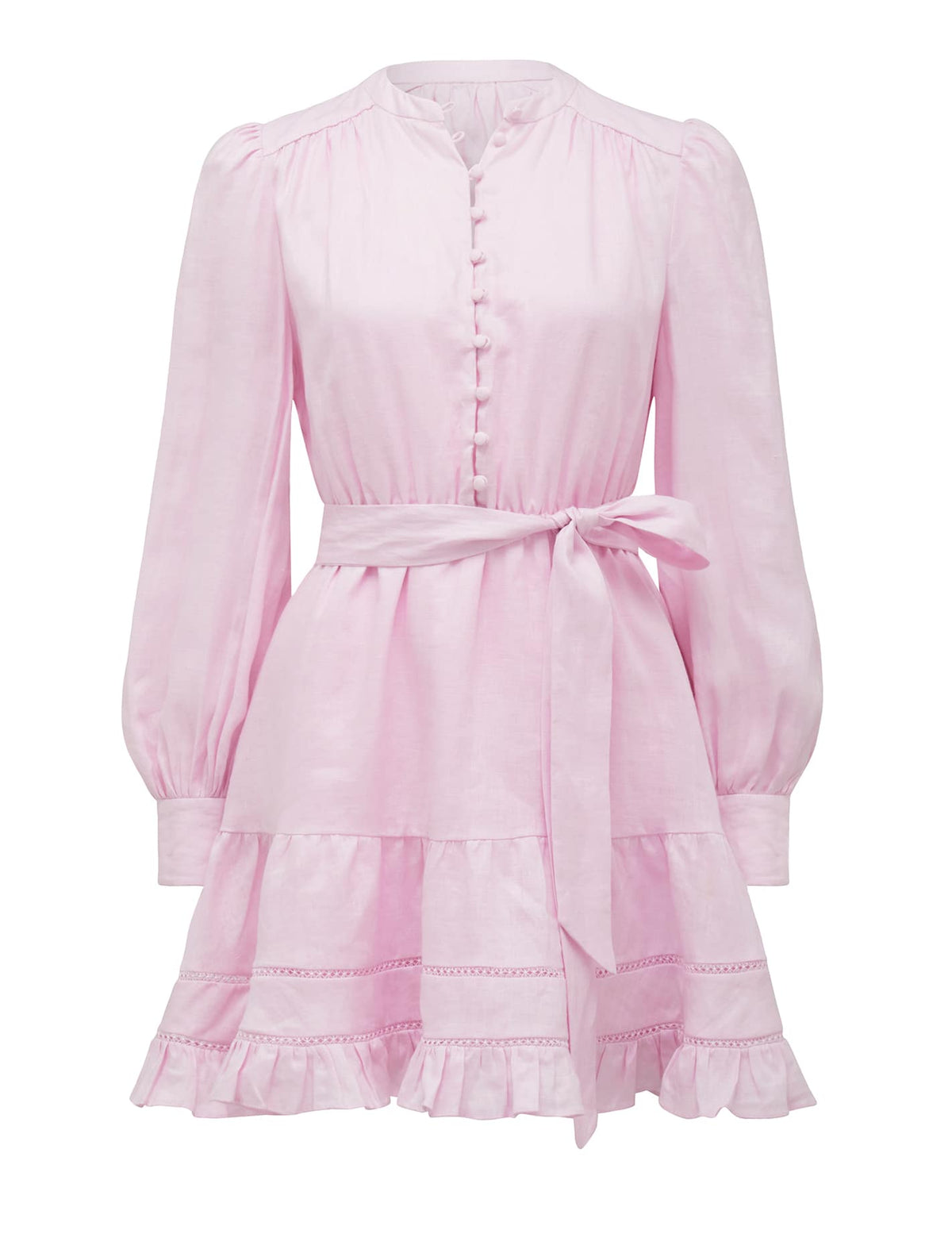 Amelia Button Up Linen Skater Mini Petal_mannequin