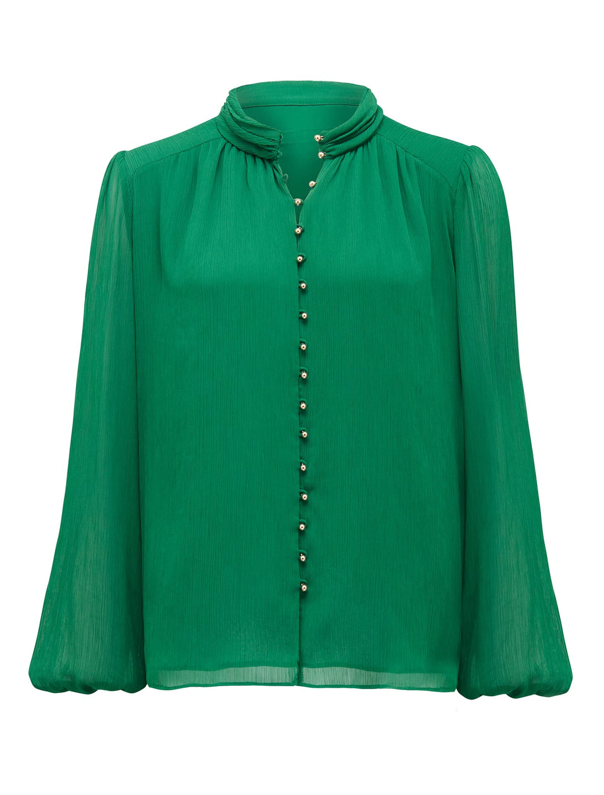 Gwen Button Detail Blouse Deep Jade_mannequin