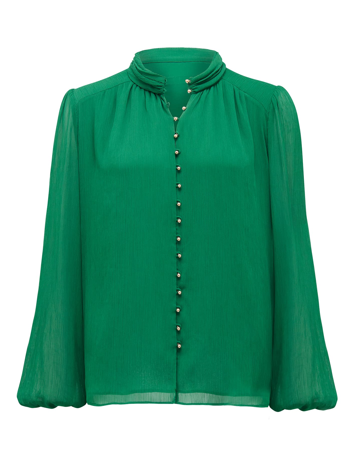 Gwen Button Detail Blouse Deep Jade_mannequin