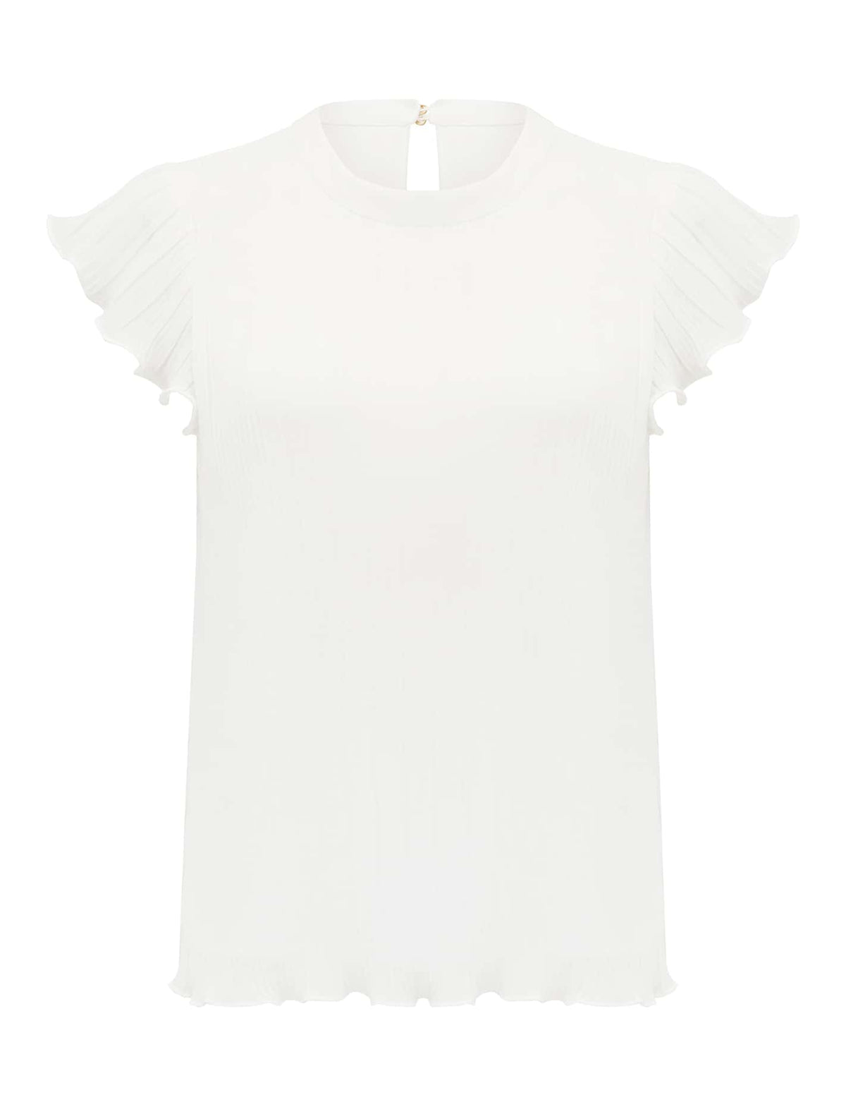 Hannah Plisse Flutter Sleeve Blouse Porcelain_mannequin
