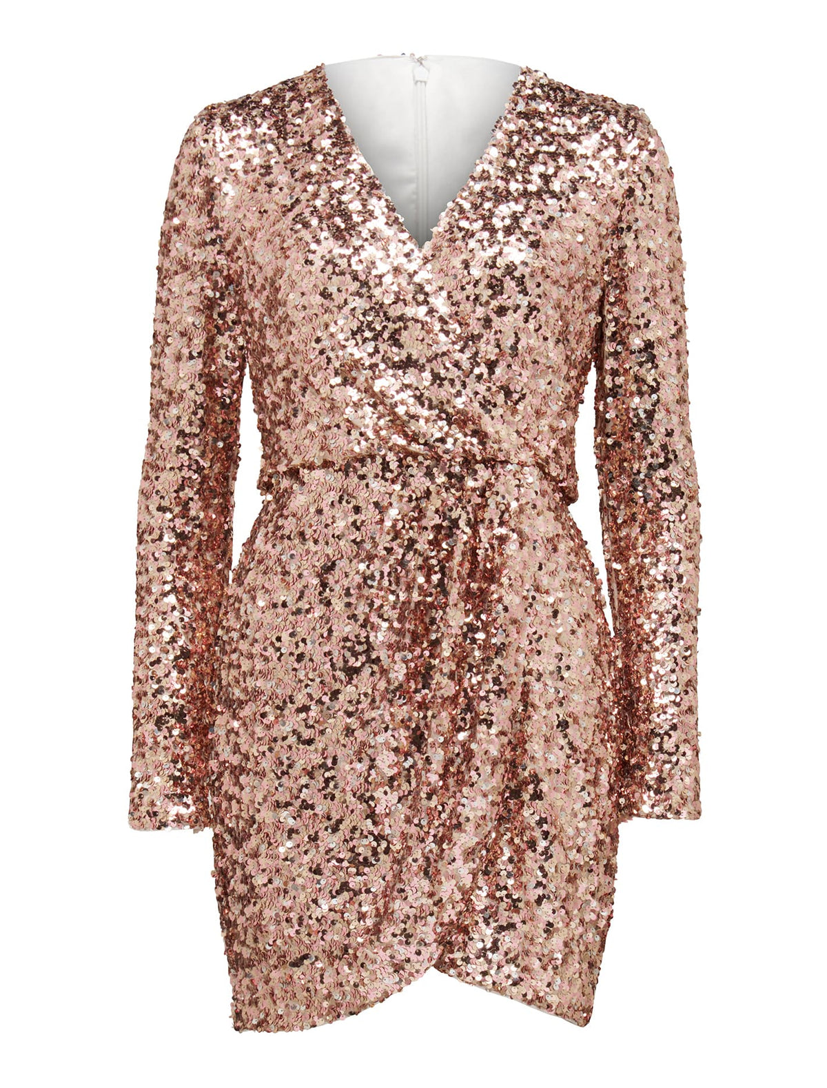 Jagger Sequin Ruched Mini Dress Bronze/Rose Gold Multi_mannequin