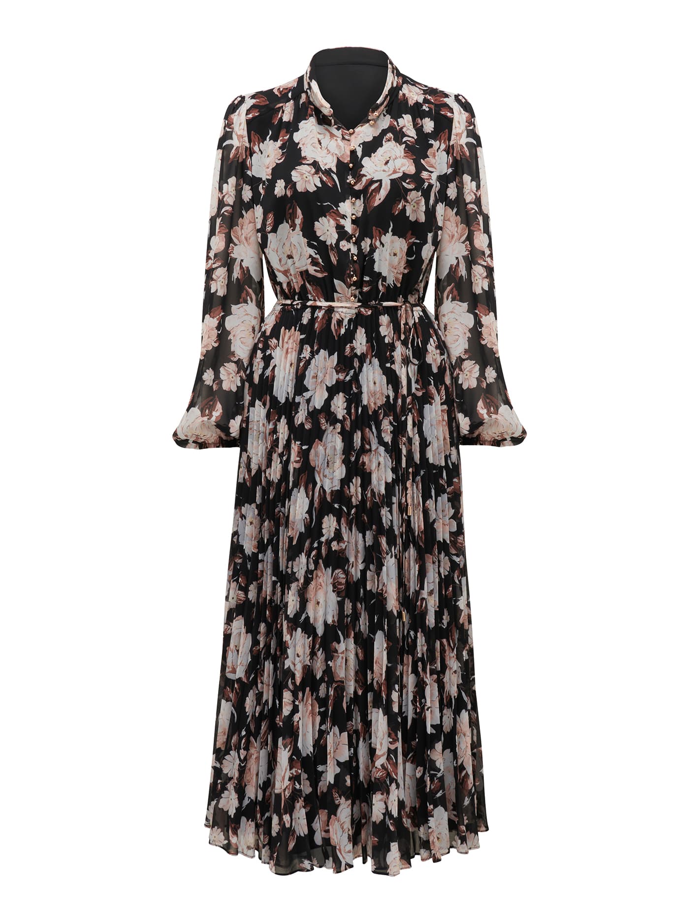 Zena Button Up Midi Dress Blackwood Floral_mannequin