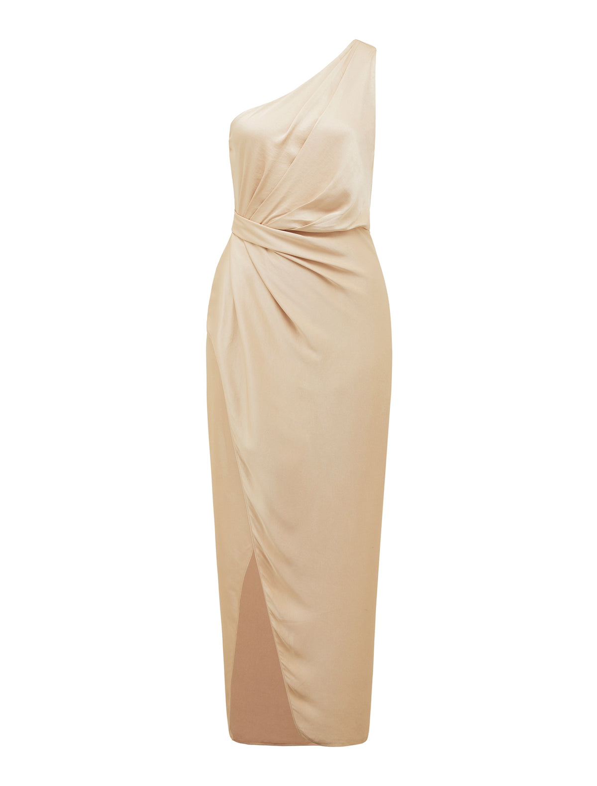 Melissa One Shoulder Satin Dress Gold_mannequin