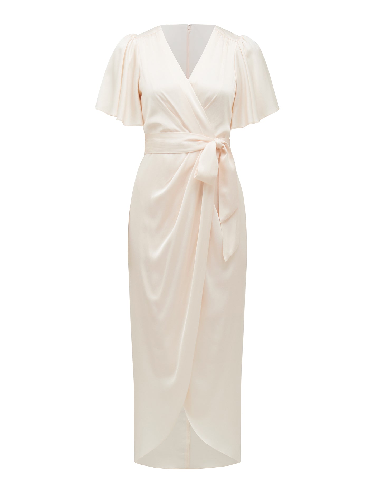 Carolina Petite Satin Midi Dress Ivory_mannequin