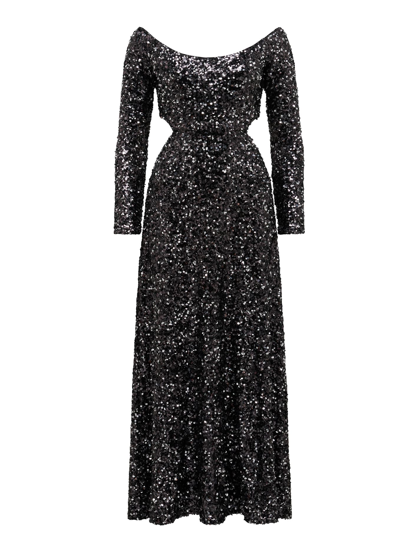 Farrah Sequin Cut Out Back Dress Black_mannequin