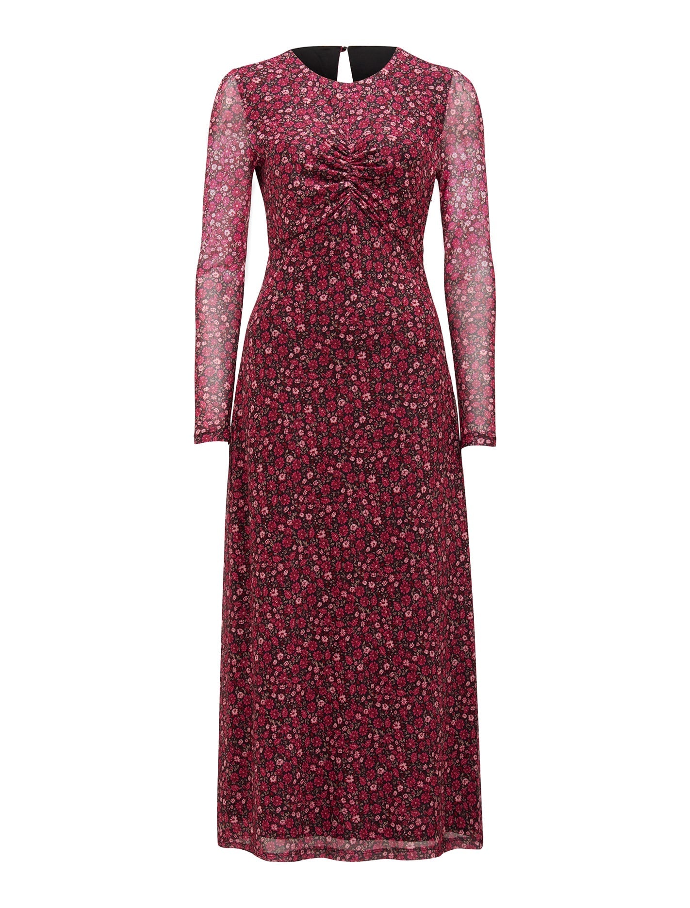 Darcy Ruched Mesh Midi Dress Rouge Addison Ditsy_mannequin
