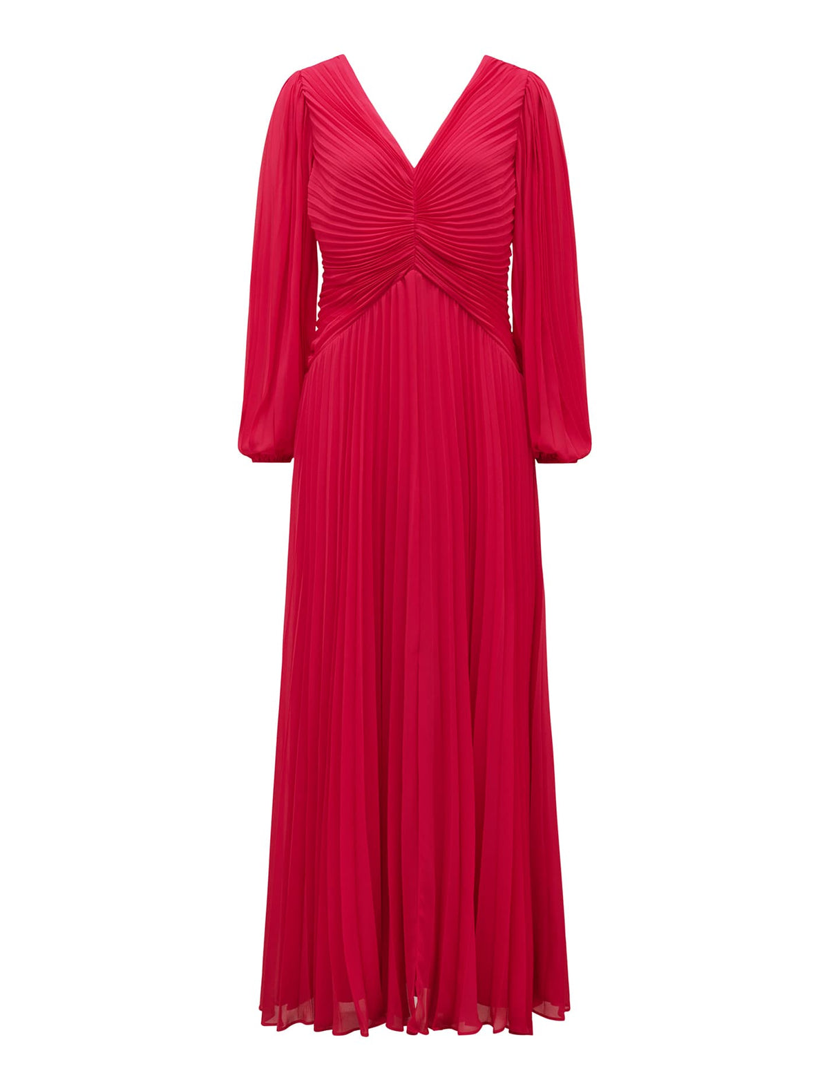 Rosalia Pleated V Neck Dress Bright Rose_mannequin