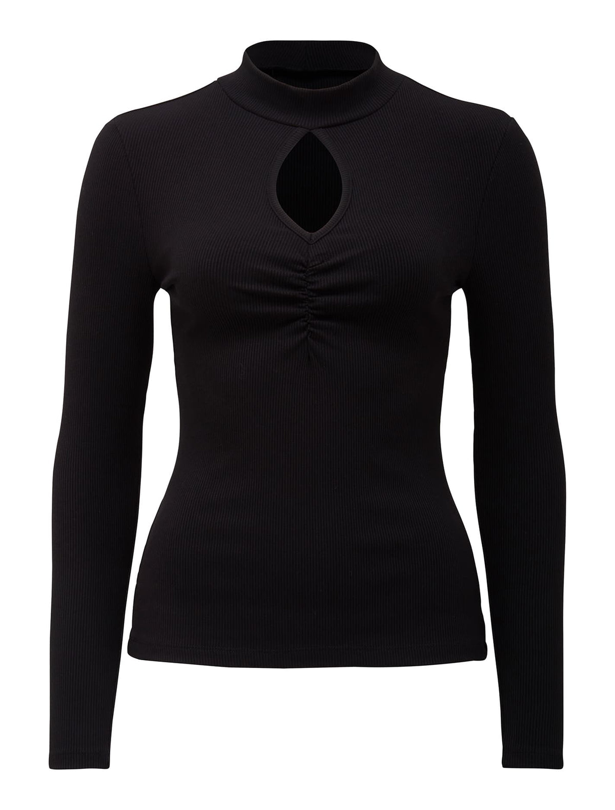 Meredith Keyhole Ruched Top Black_mannequin