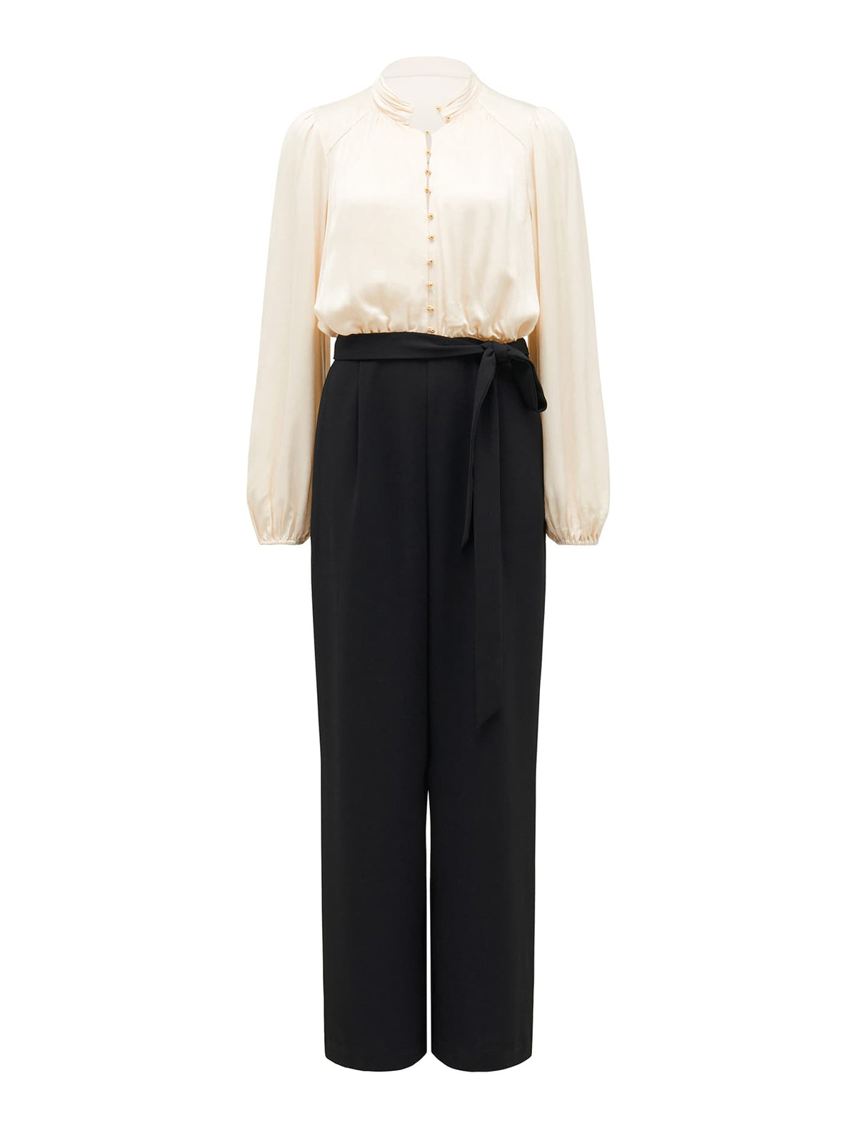 Gwen Blouson Sleeve Jumpsuit Bone/Black_mannequin