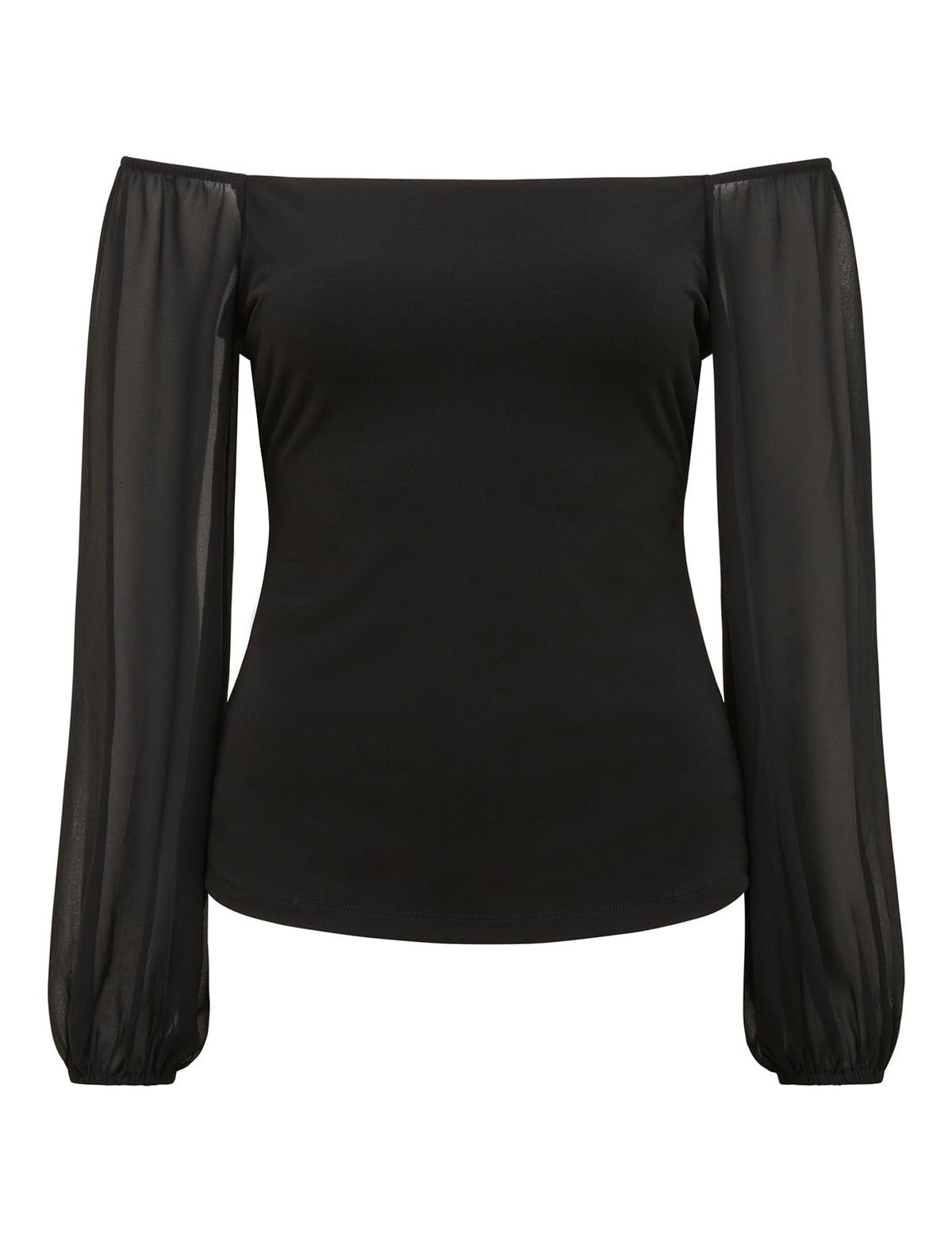 Bonnie Bardot Sheer Sleeve Top Black_mannequin