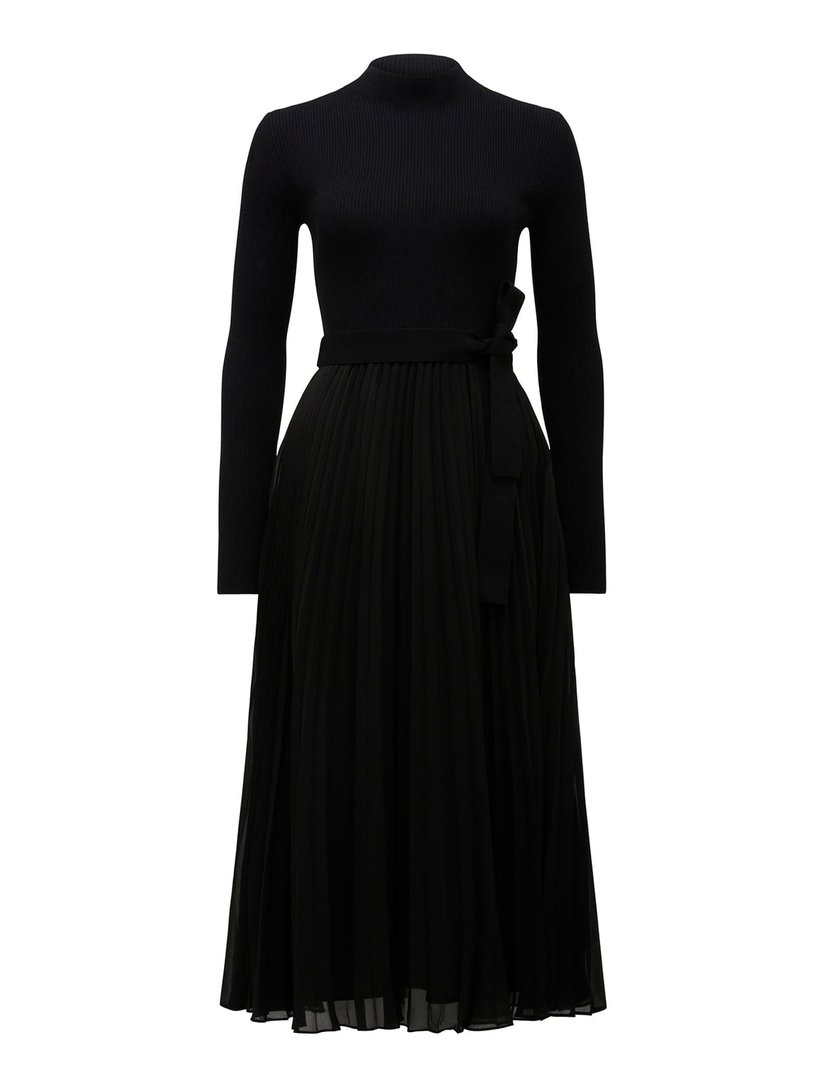 Penelope Woven Mix Knit Dress Black_mannequin