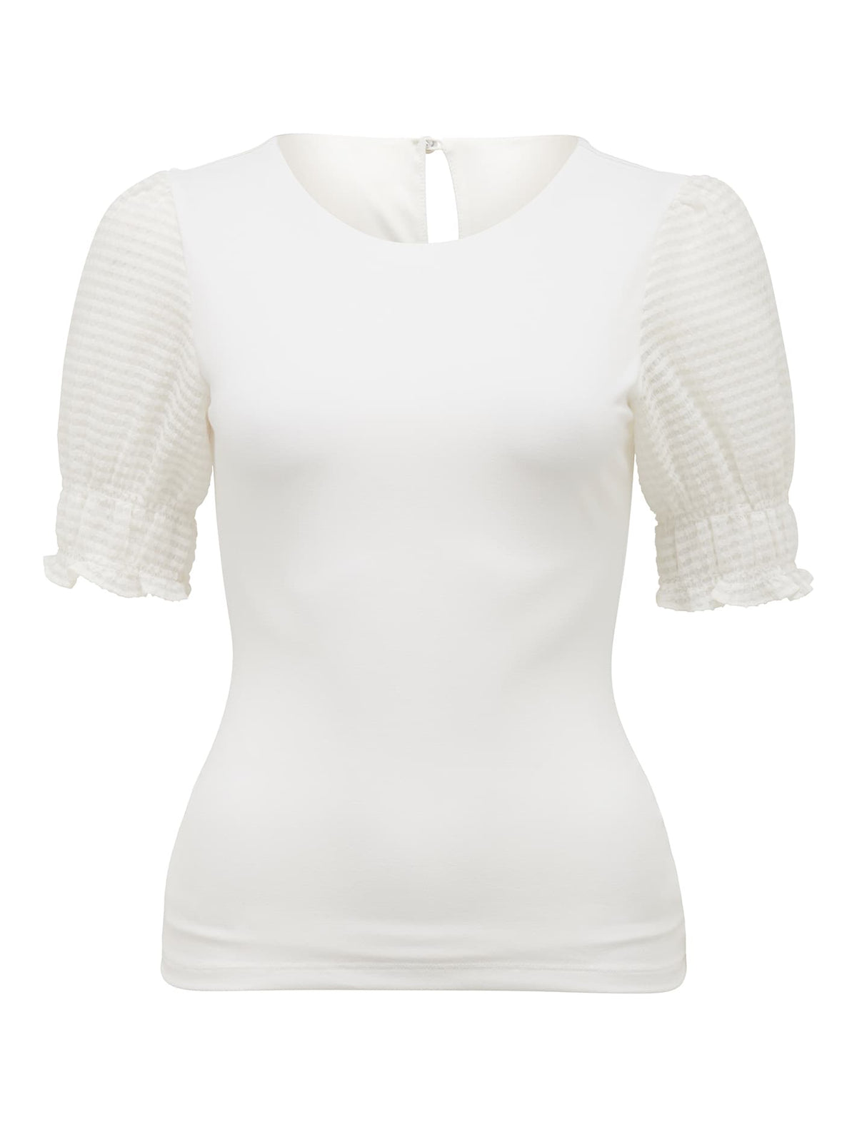 Chelsea Check Organza Sleeve Top Porcelain_mannequin