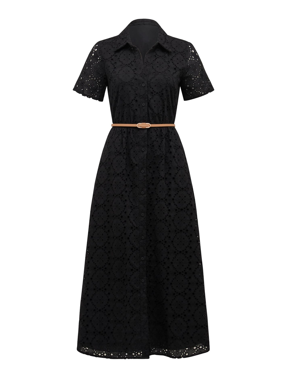 Sabrina Embroidered Shirt Dress Black_mannequin