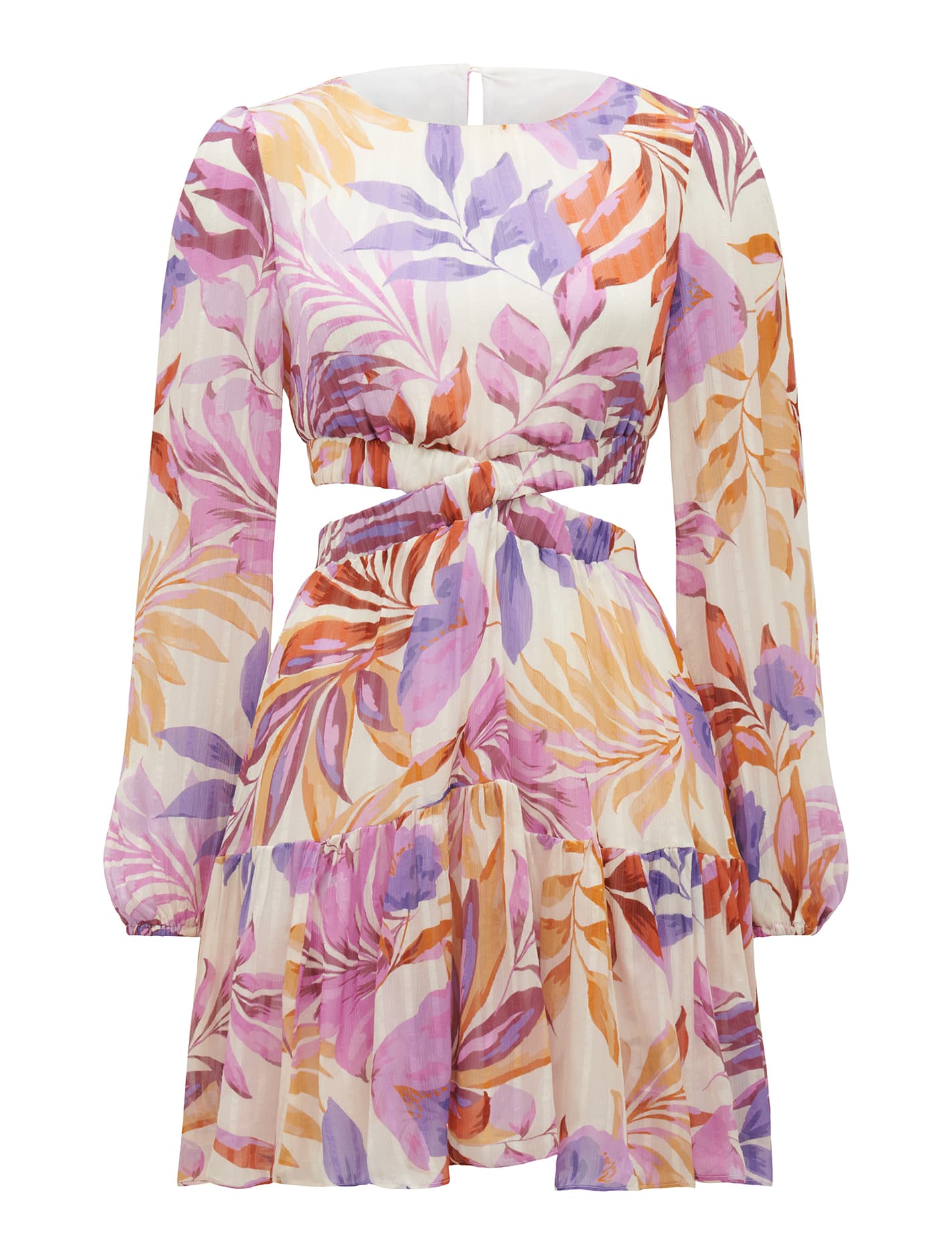 Eliza Elastic Waist Mini Dress Lilac Miami Tropical_mannequin