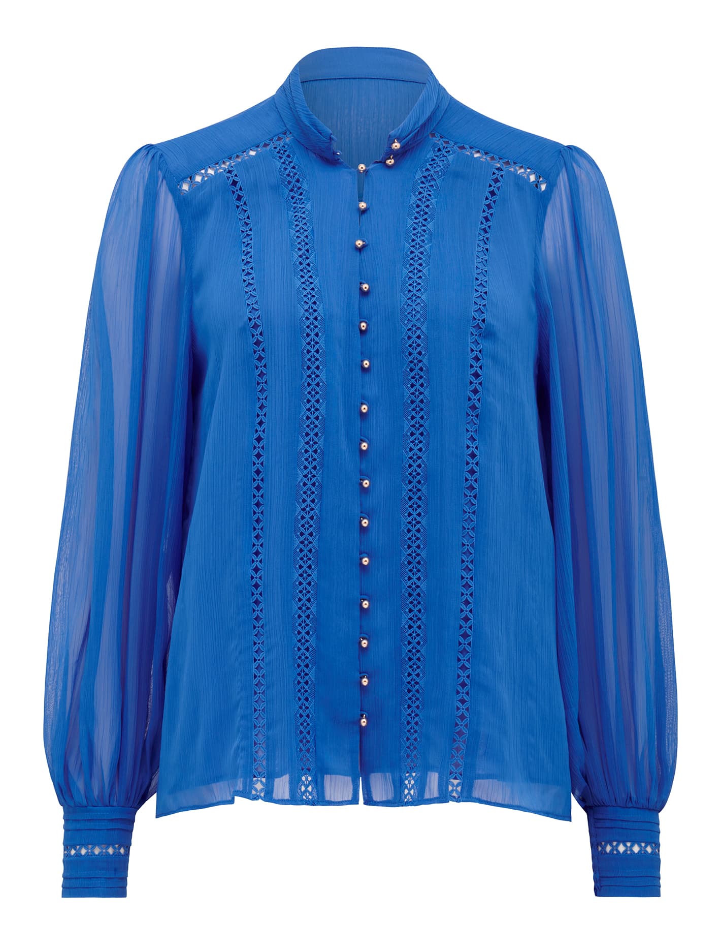 Fifi Trim Spliced Blouse Blue Atmosphere_mannequin