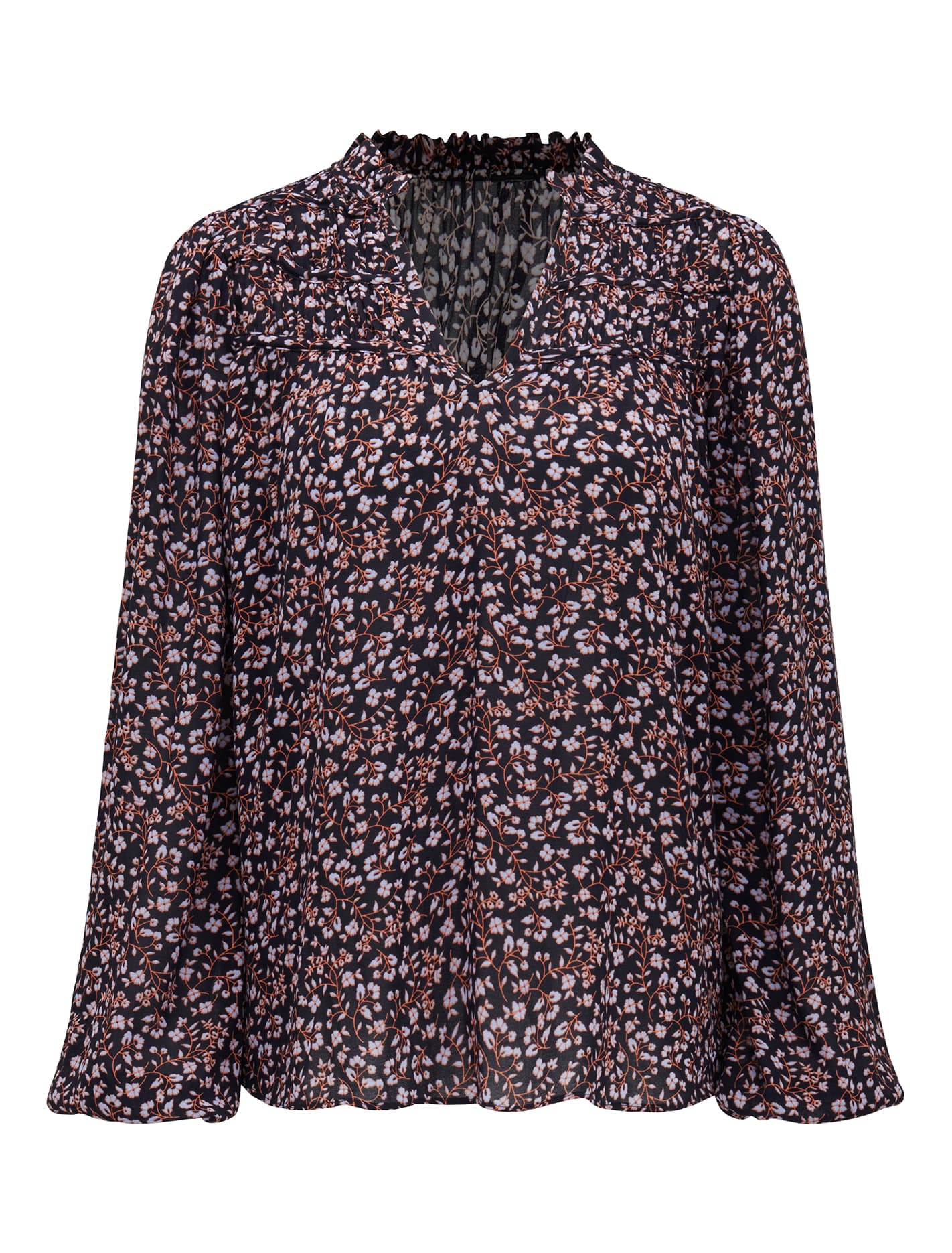 Erika Ruched Yoke Boho Blouse Mini Marlo Ditsy_mannequin