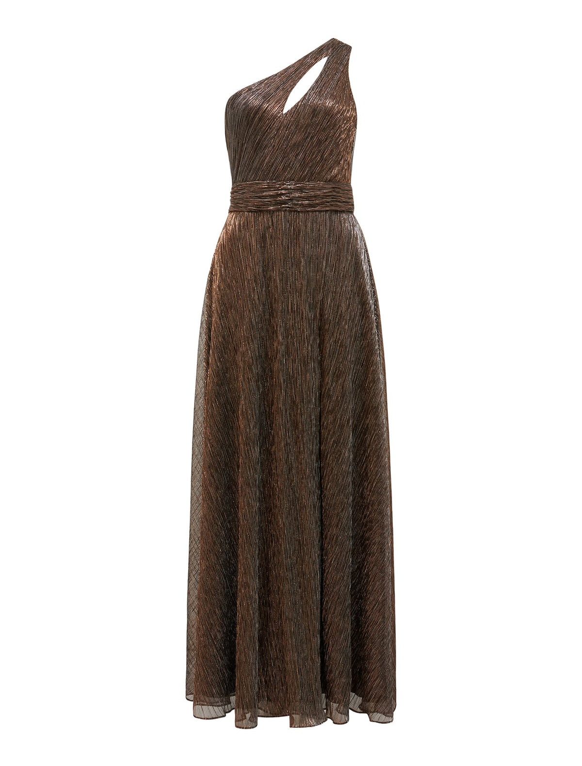 Billie Asymm Plisse Midi Dress Bronze_mannequin