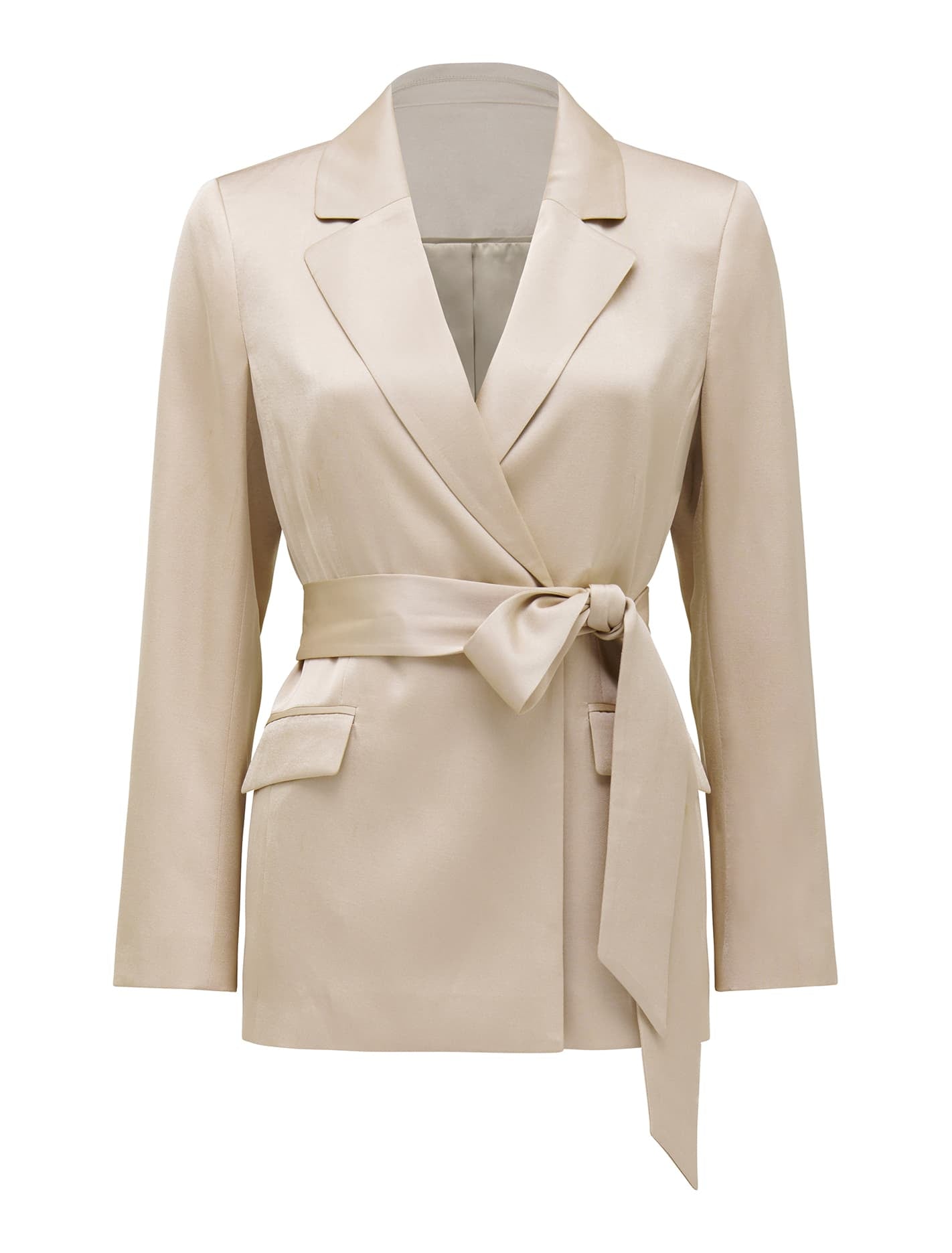 Alora Satin Tie Co-ord Blazer Silver Cloud Suit_mannequin