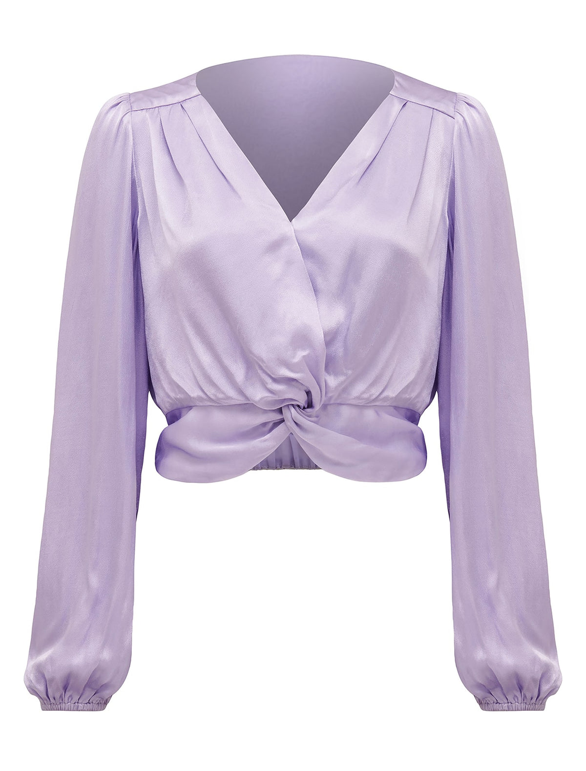 Olinda Crop Satin Twist Blouse Blossoming Lilac_mannequin