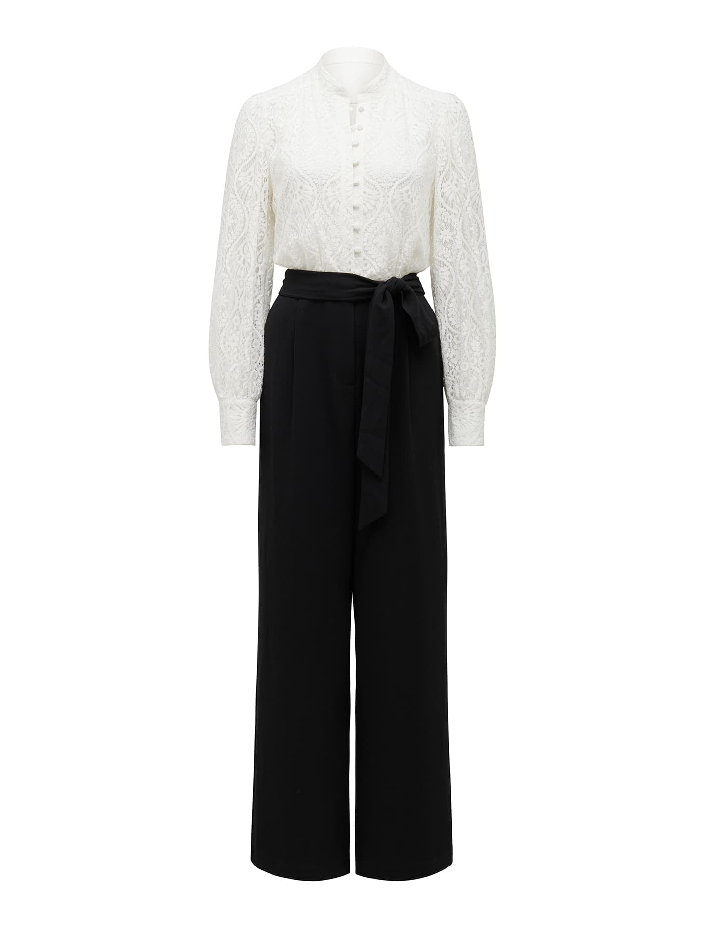 Eddie Lace Jumpsuit Porcelain & Black_mannequin