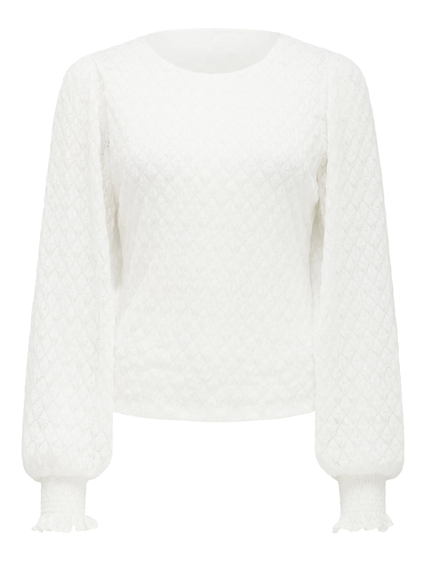 Tyesha Lace Shirred Cuff Top Porcelain_mannequin