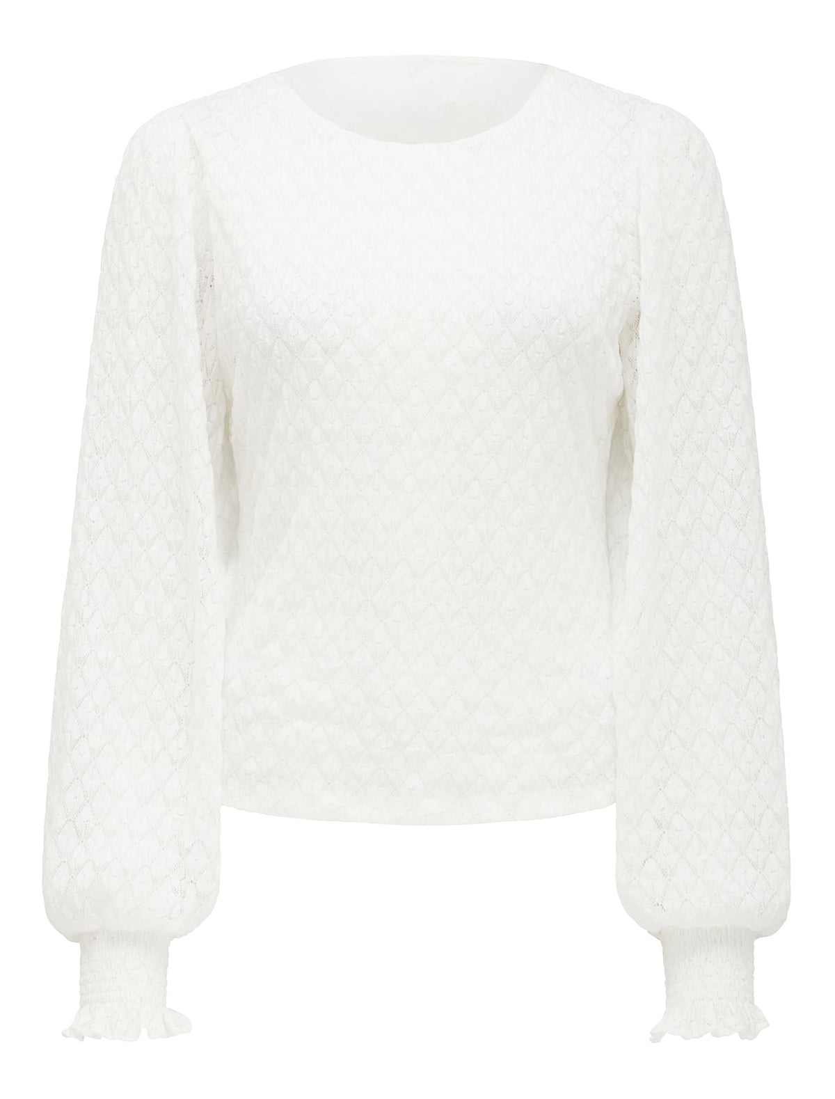 Tyesha Lace Shirred Cuff Top Porcelain_mannequin