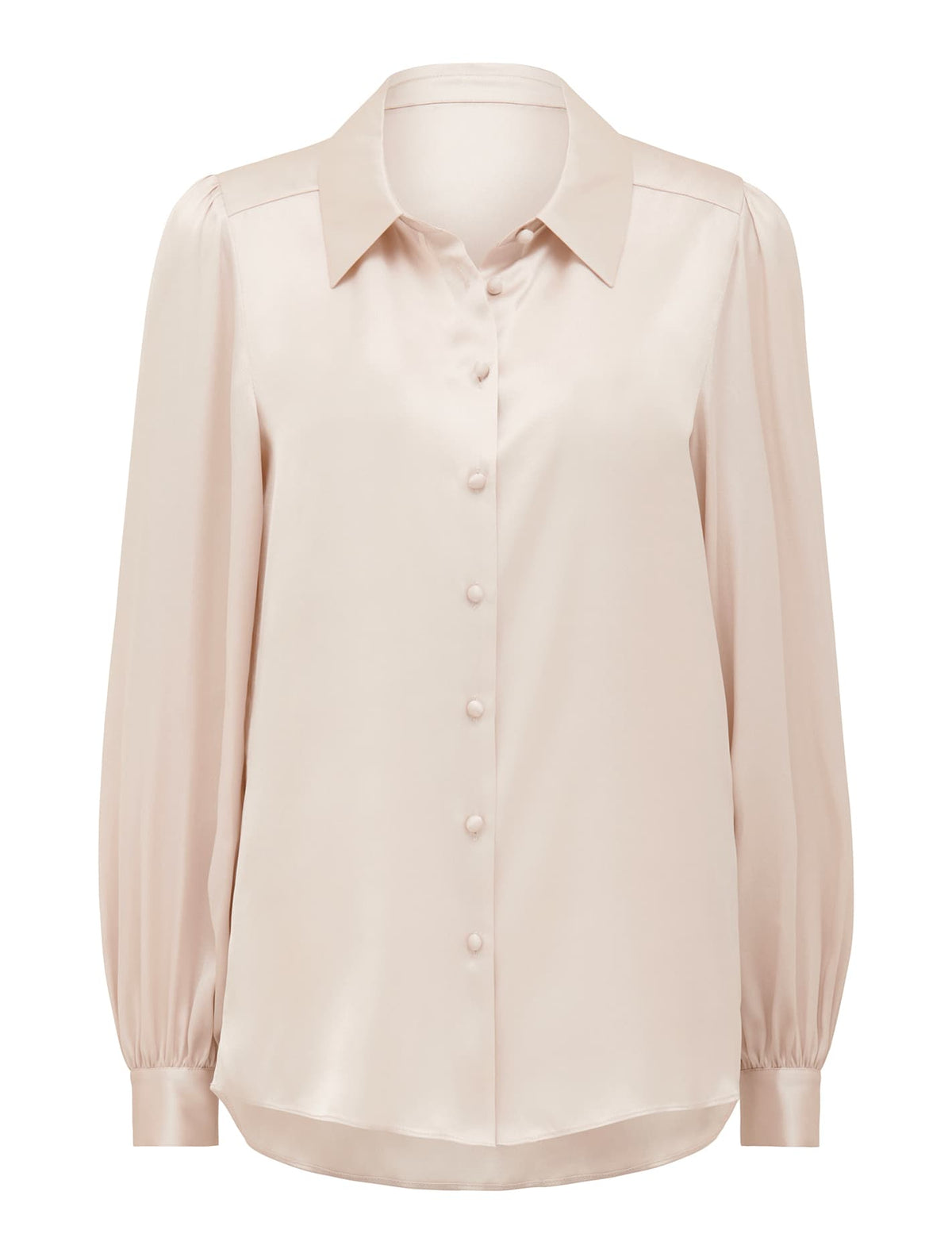 Ren Satin Button Through Blouse Frosted Champagne_mannequin