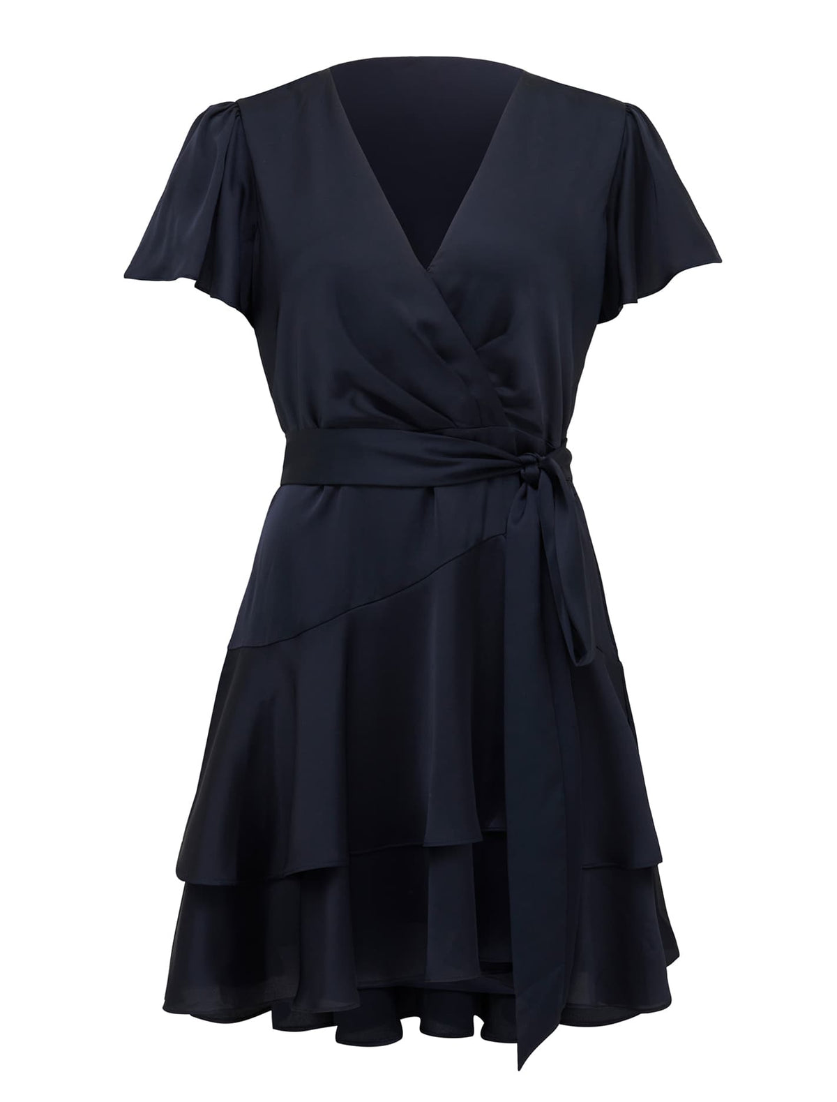 Emerson Flutter Sleeve Satin Mini Navy_mannequin