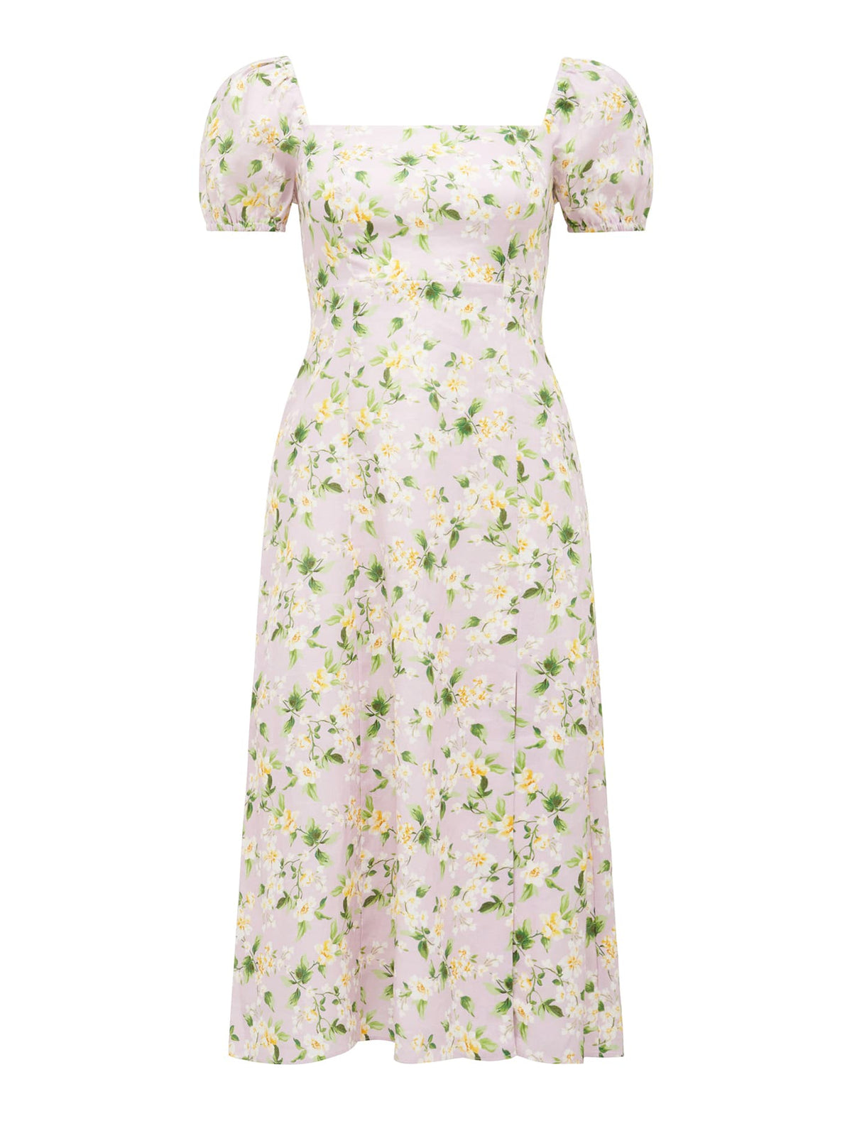 Carson Petite Square-Neck Midi Dress Lilac Summerhill Floral_mannequin