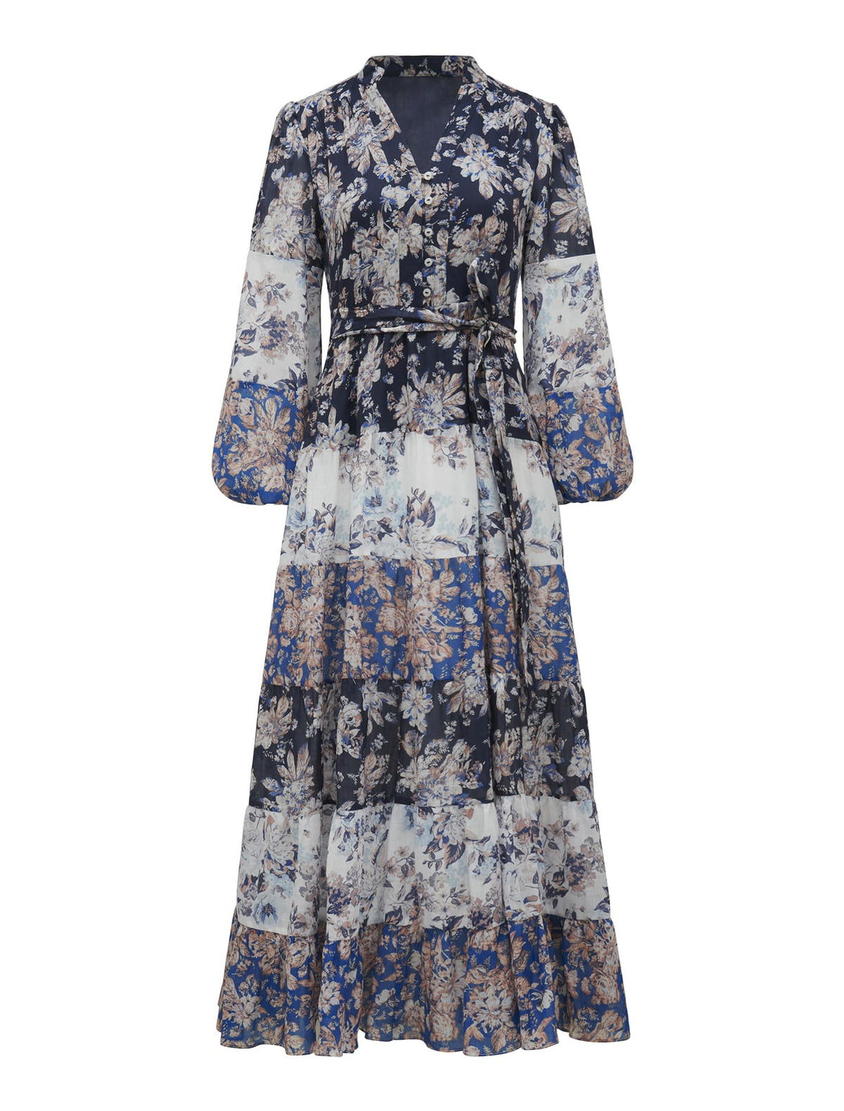 Martine Layered Midi Dress Selma Spliced Flora_mannequin