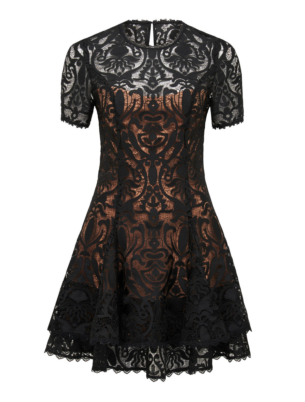 Cornelia Layered Geo Lace Mini Black_mannequin