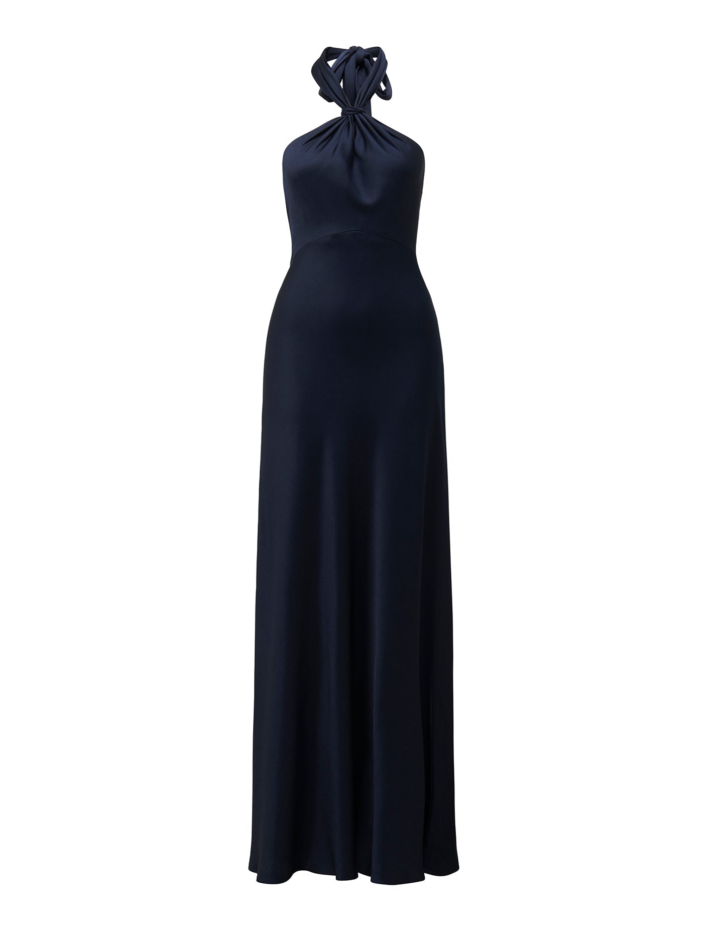 Yvette Knot Tie Neck Gown Navy_mannequin