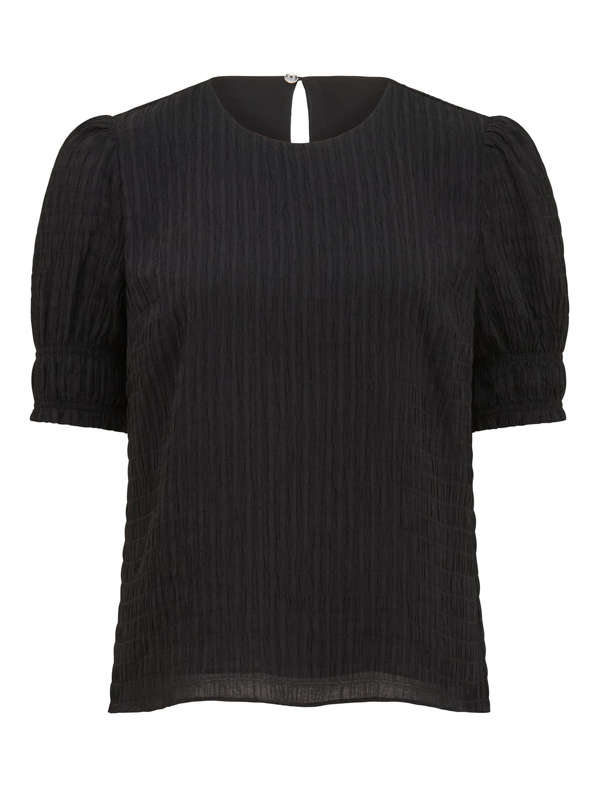 Monti Textured Puff Sleeve Blouse Black_mannequin